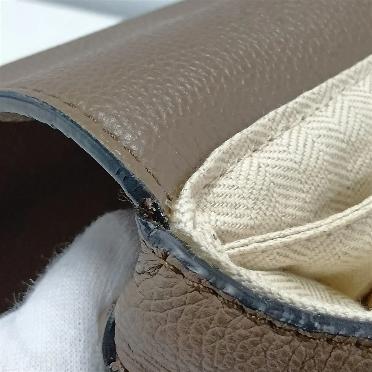 Military Messenger Bag, Leather Shoulder Bag, Beige — view 14