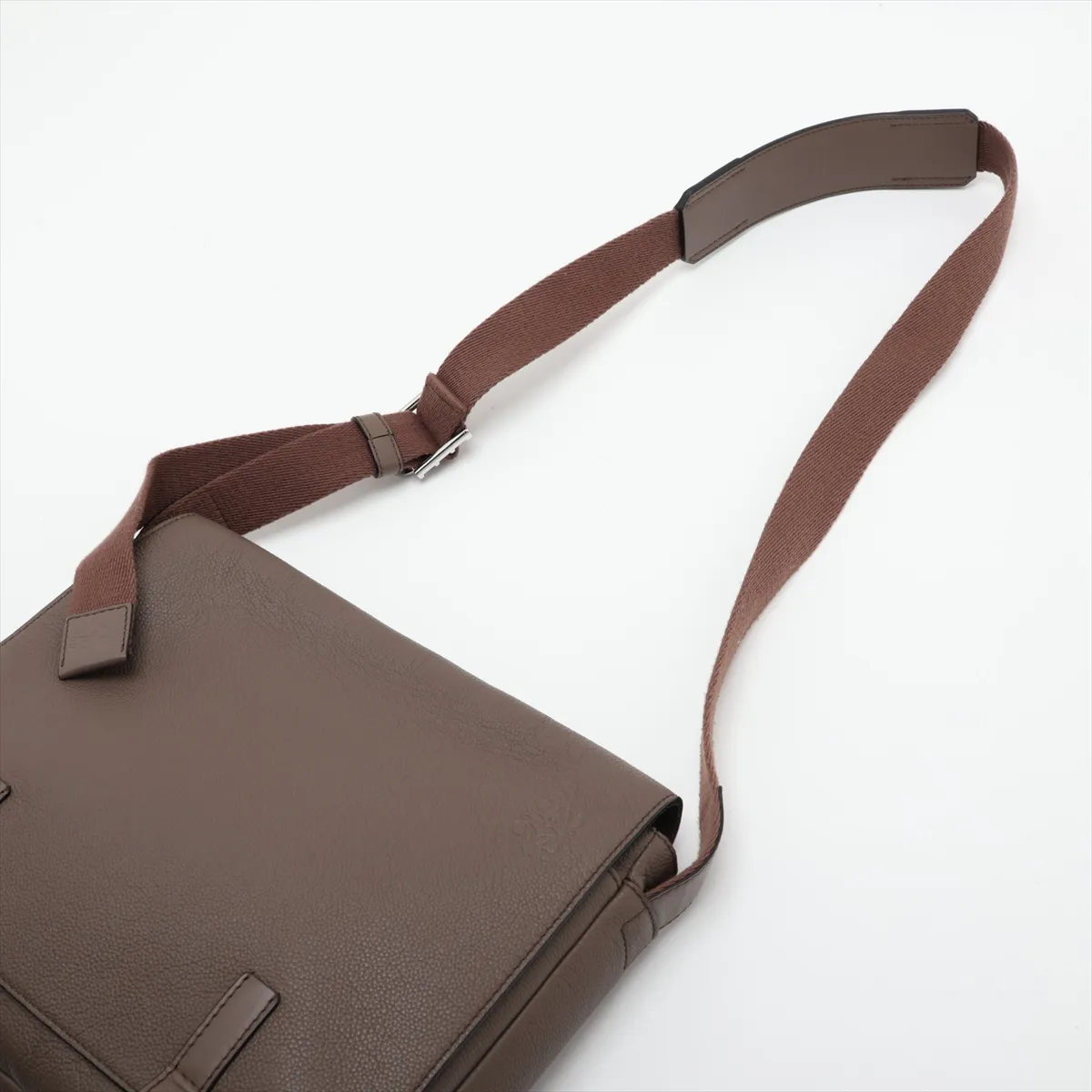 Military Messenger Bag, Leather Shoulder Bag, Beige — view 5