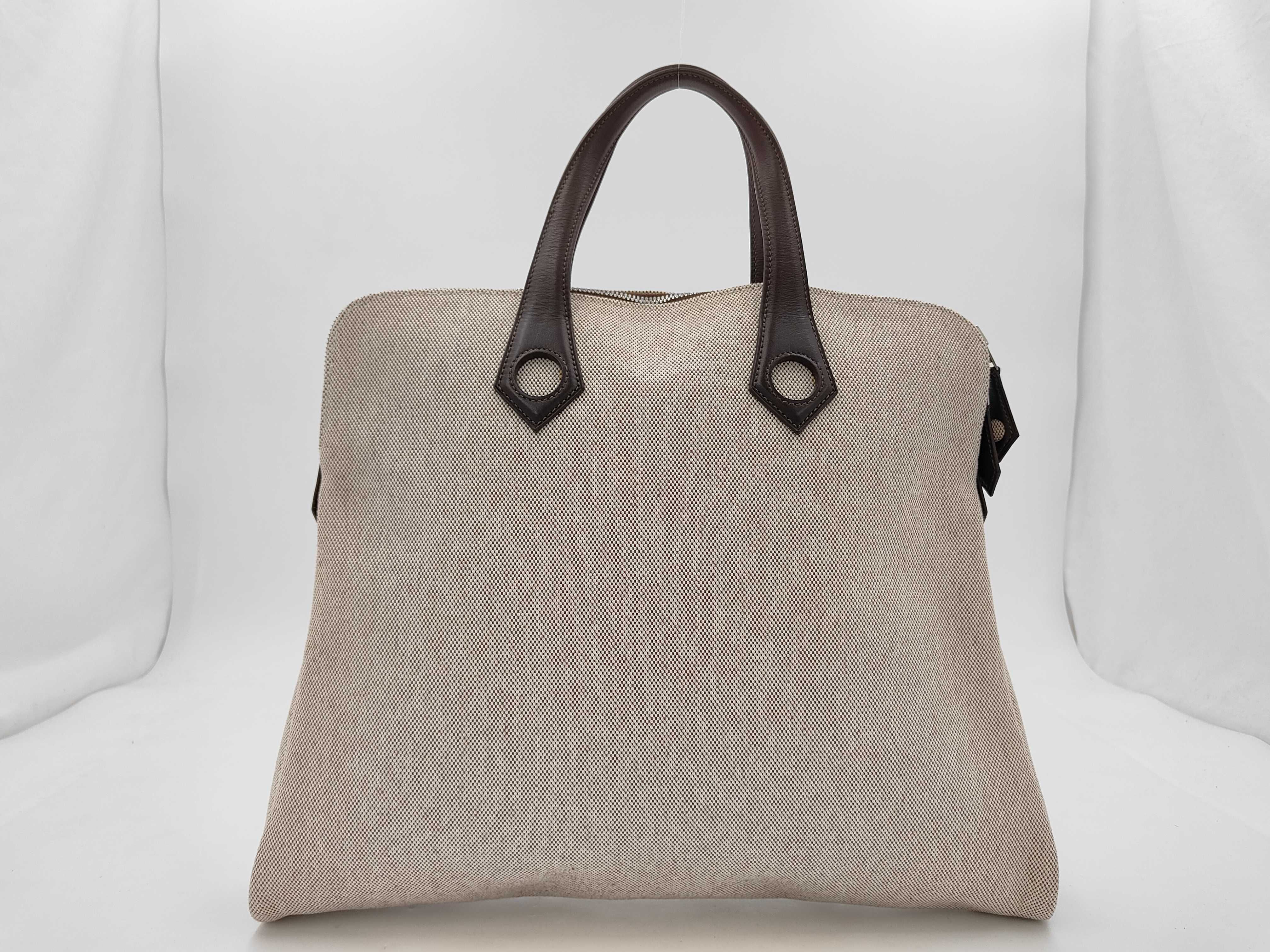Sac Ybou MM Toile H x Veau Swift Brown x Beige Silver Hardware J: 2006 Tote Bag