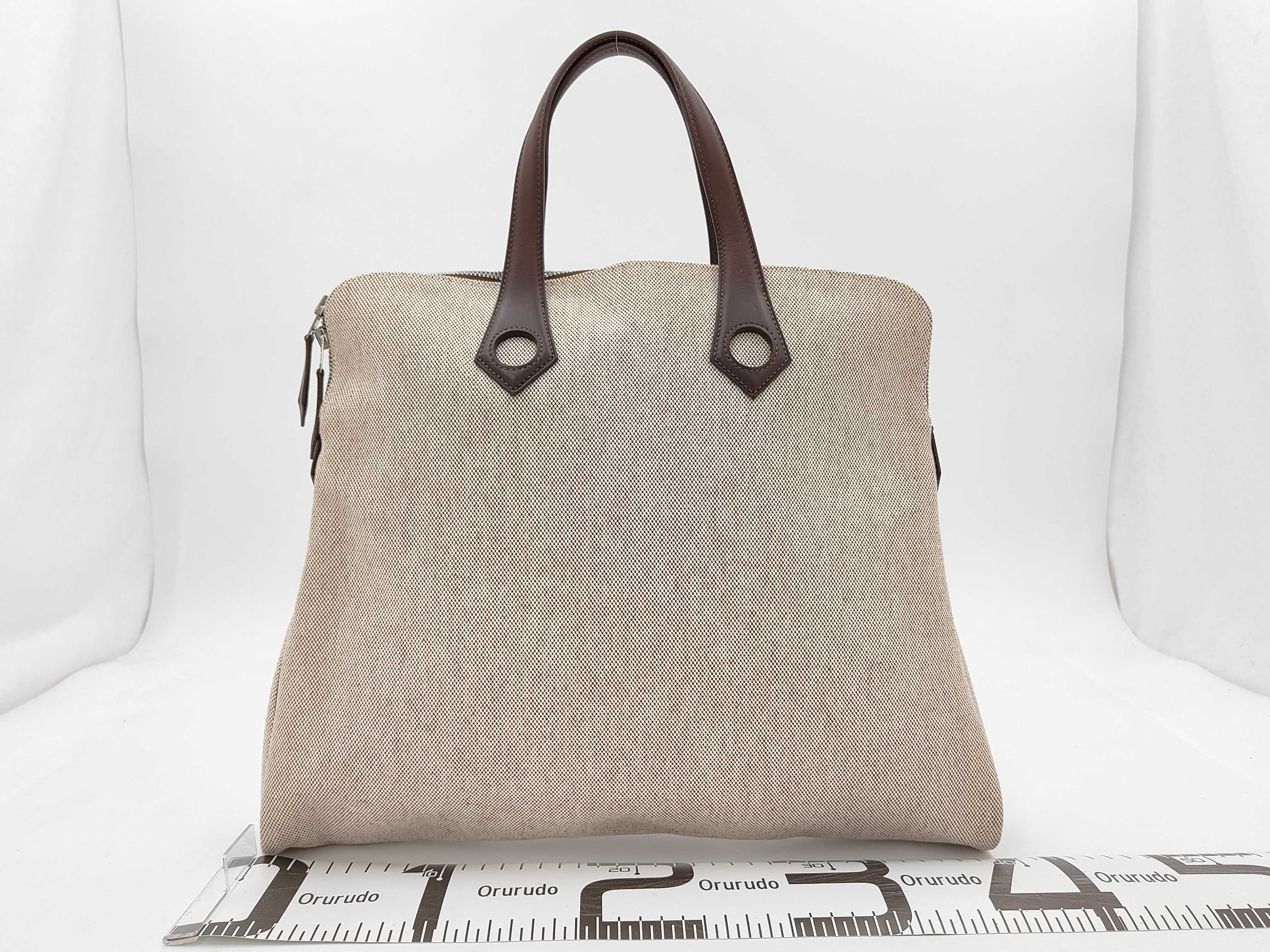 Sac Ybou MM Toile H x Veau Swift Brown x Beige Silver Hardware J: 2006 Tote Bag — view 2