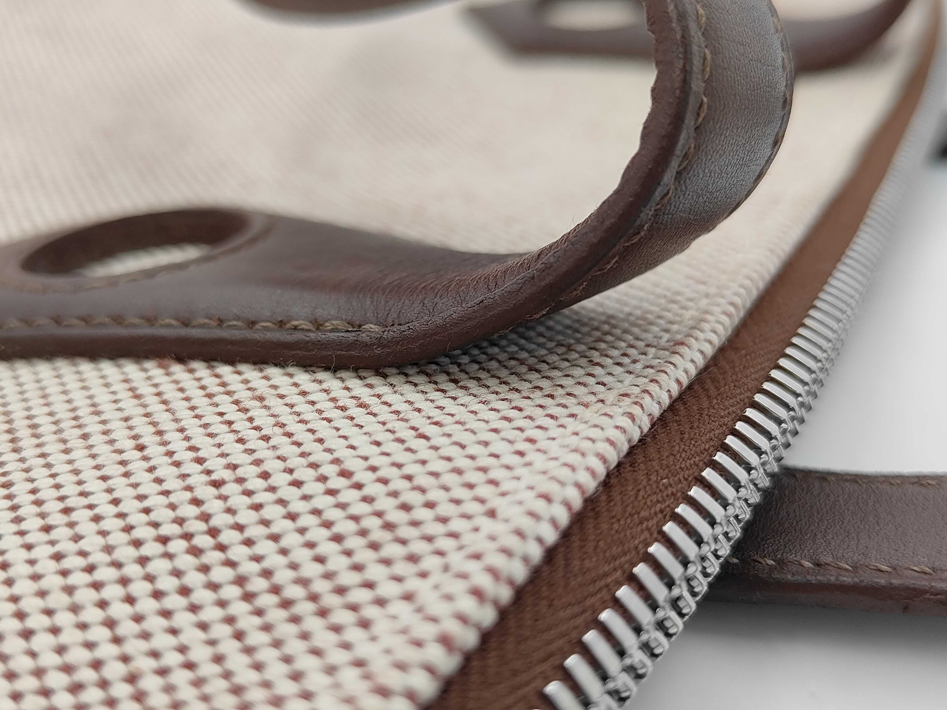 Sac Ybou MM Toile H x Veau Swift Brown x Beige Silver Hardware J: 2006 Tote Bag — view 12
