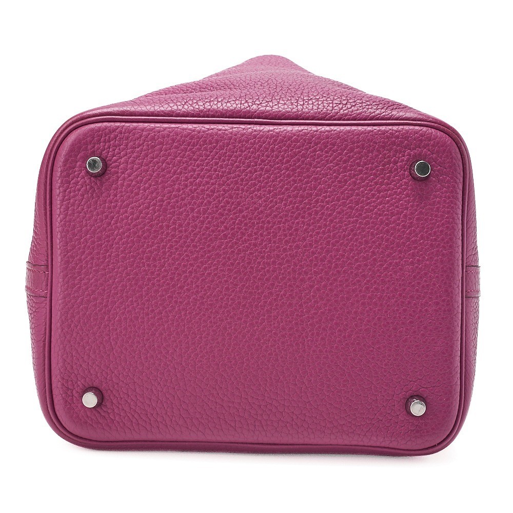 Picotin MM Taurillon Clemence Handbag, Tosca, Silver Hardware, O Stamp — view 4