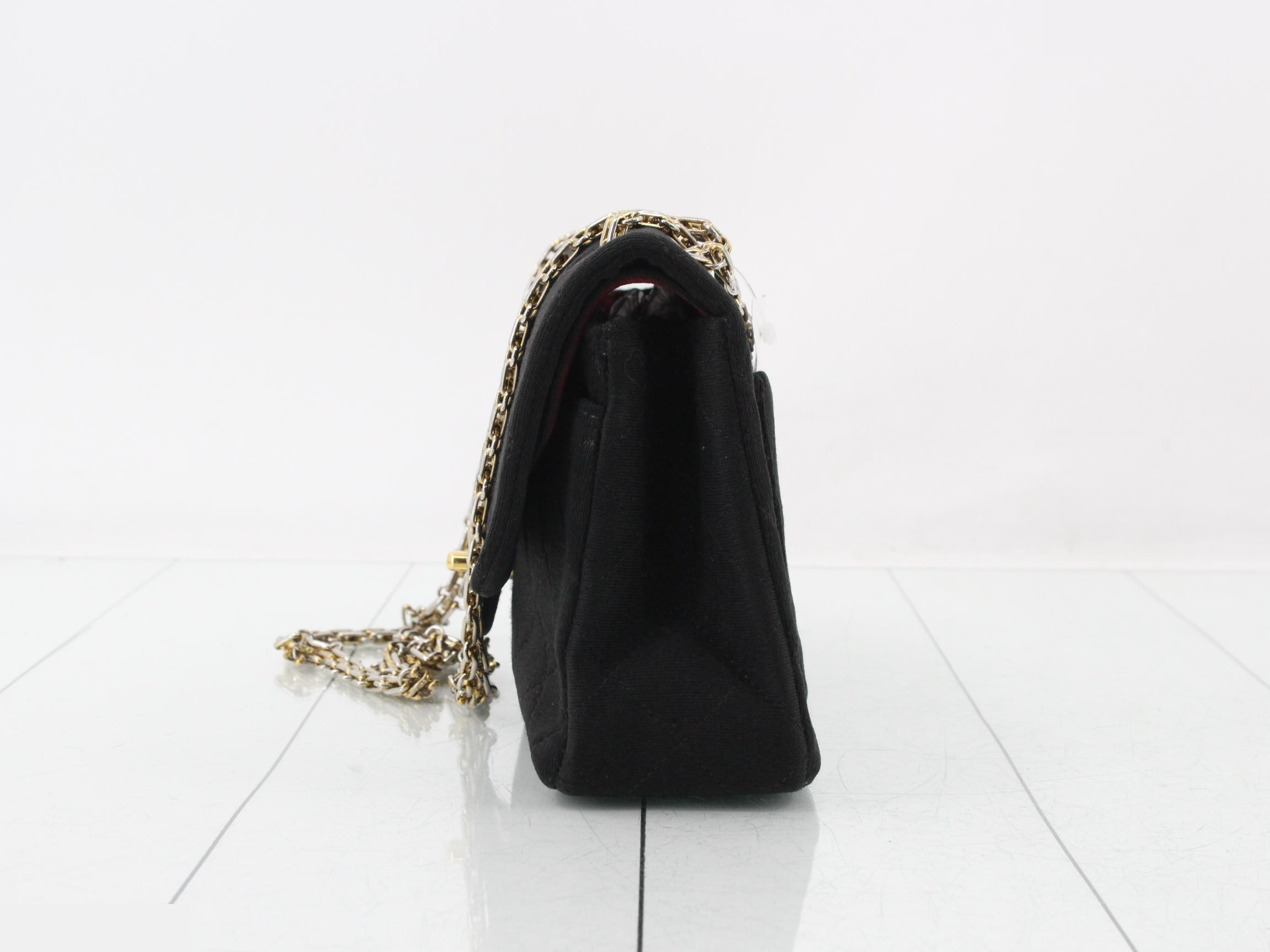 Matelassé Jersey Double Flap Double Chain Shoulder Bag — view 3