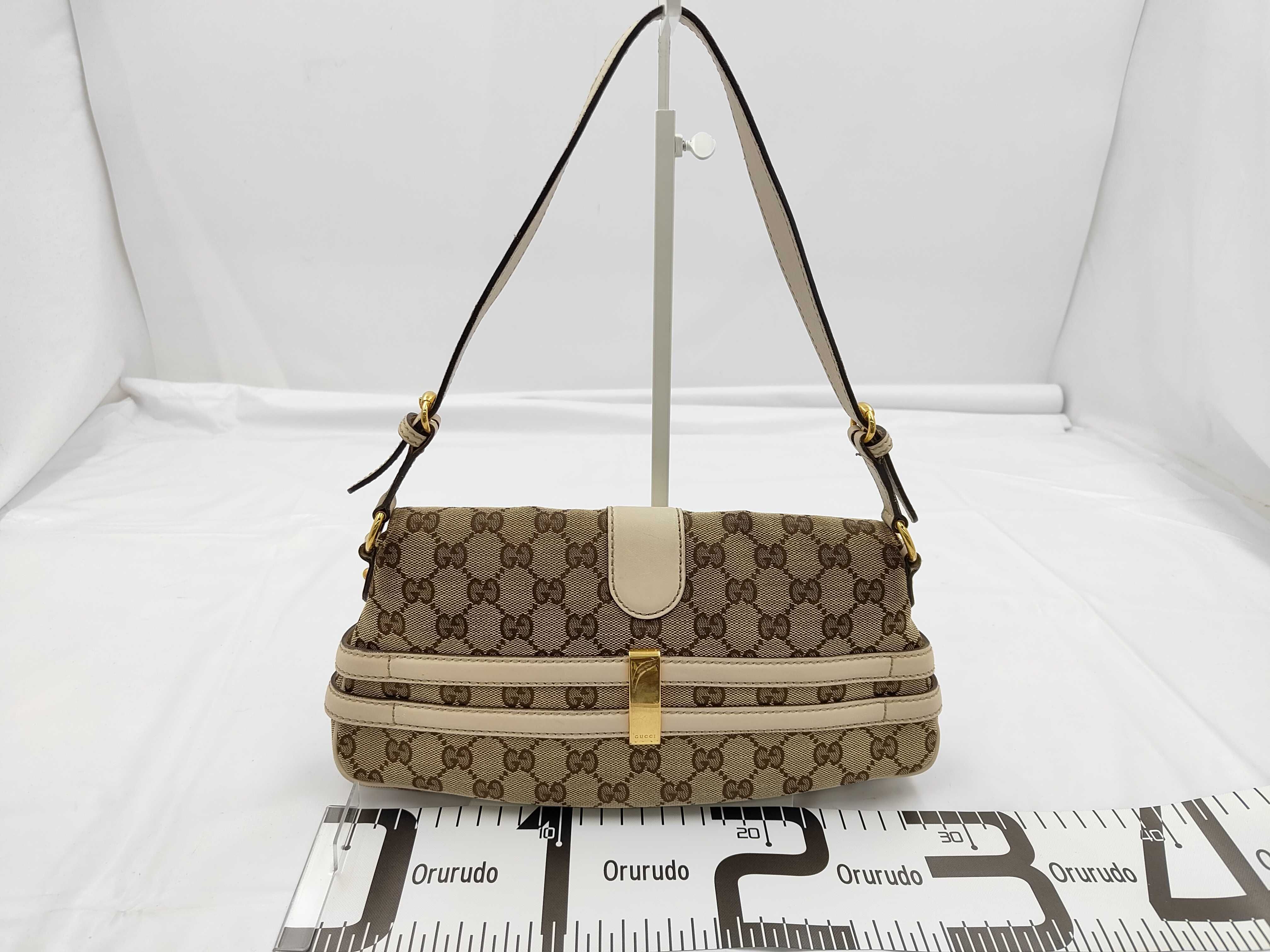 GG White Canvas GG Monogram Baguette Shoulder Bag — view 2