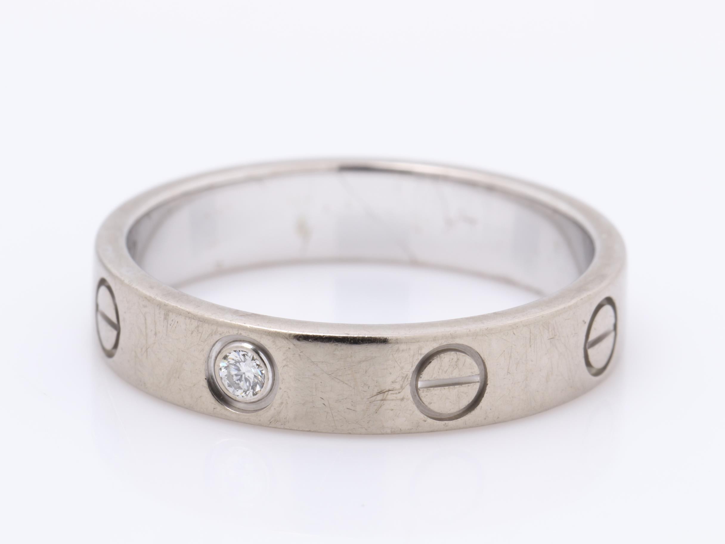 750WG 1P Diamond Mini Love Ring 4.4g #52 — view 3