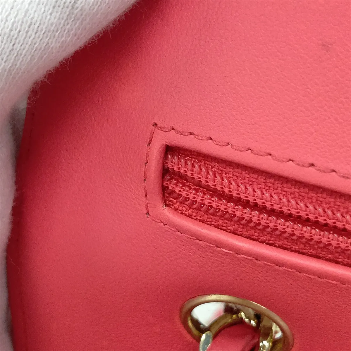 Chevron Lambskin Double Flap Double Chain Bag, V-stitch, Pink, Gold Hardware, 27171399, Serial Number 27 — view 14