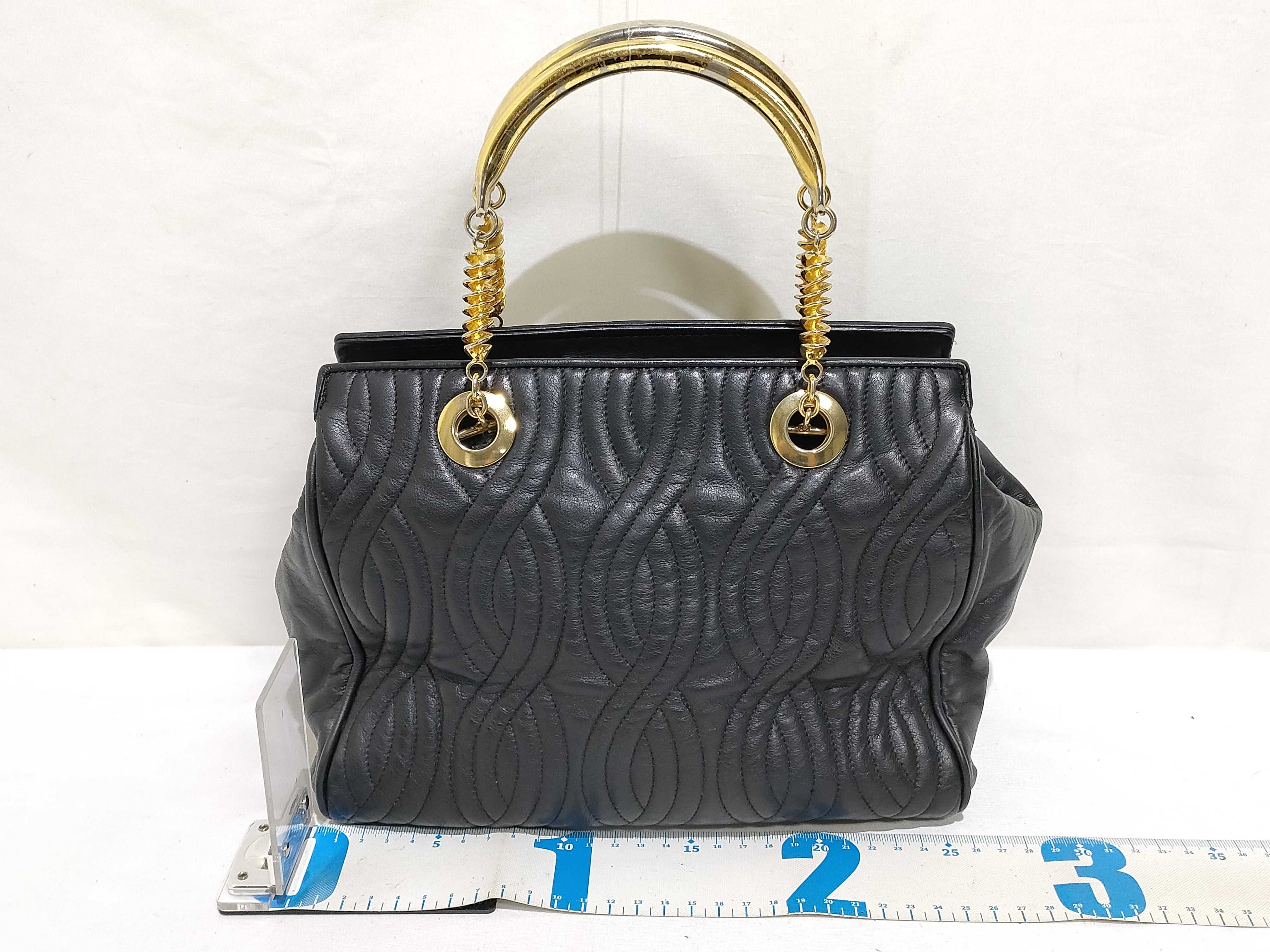 Pasta Metal Handle Leather Handbag — view 2