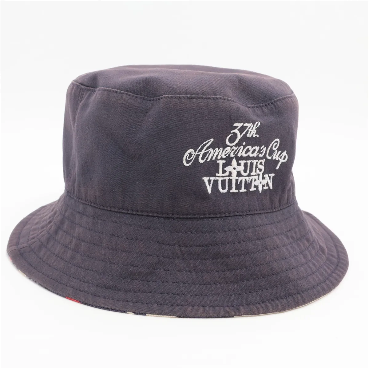 bucket hat. Fabric shows wear, — view 2