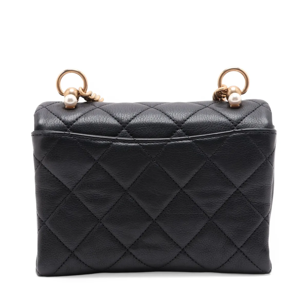 Matelassé Leather Chain Shoulder Bag, Pearl Black with Gold Hardware, 28731028 (Serial Number 28) — view 2