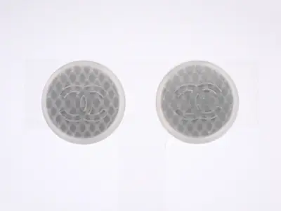 CC logo, Coco Mark, button, rubber, silver, gray, earrings, Chanel