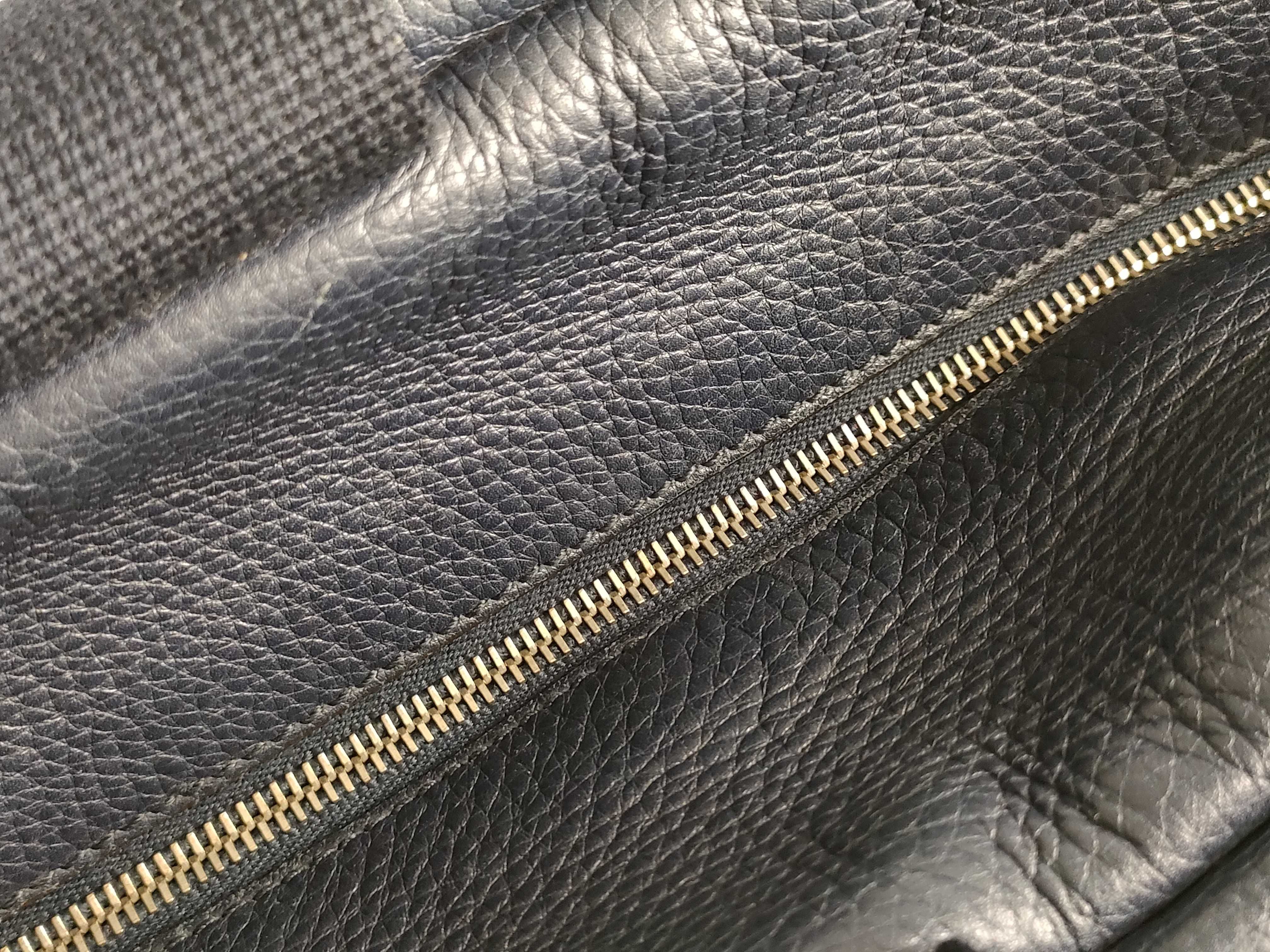 Boston Bag, Sherry Line, Navy Leather Boston Bag — view 8