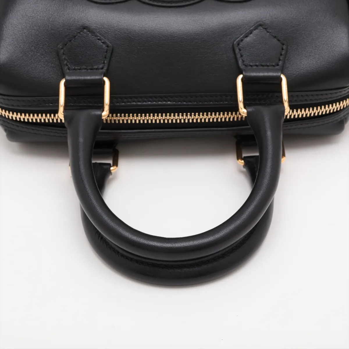 Cuir Triomphe Small Boston Leather 2-Way Handbag, Black — view 5
