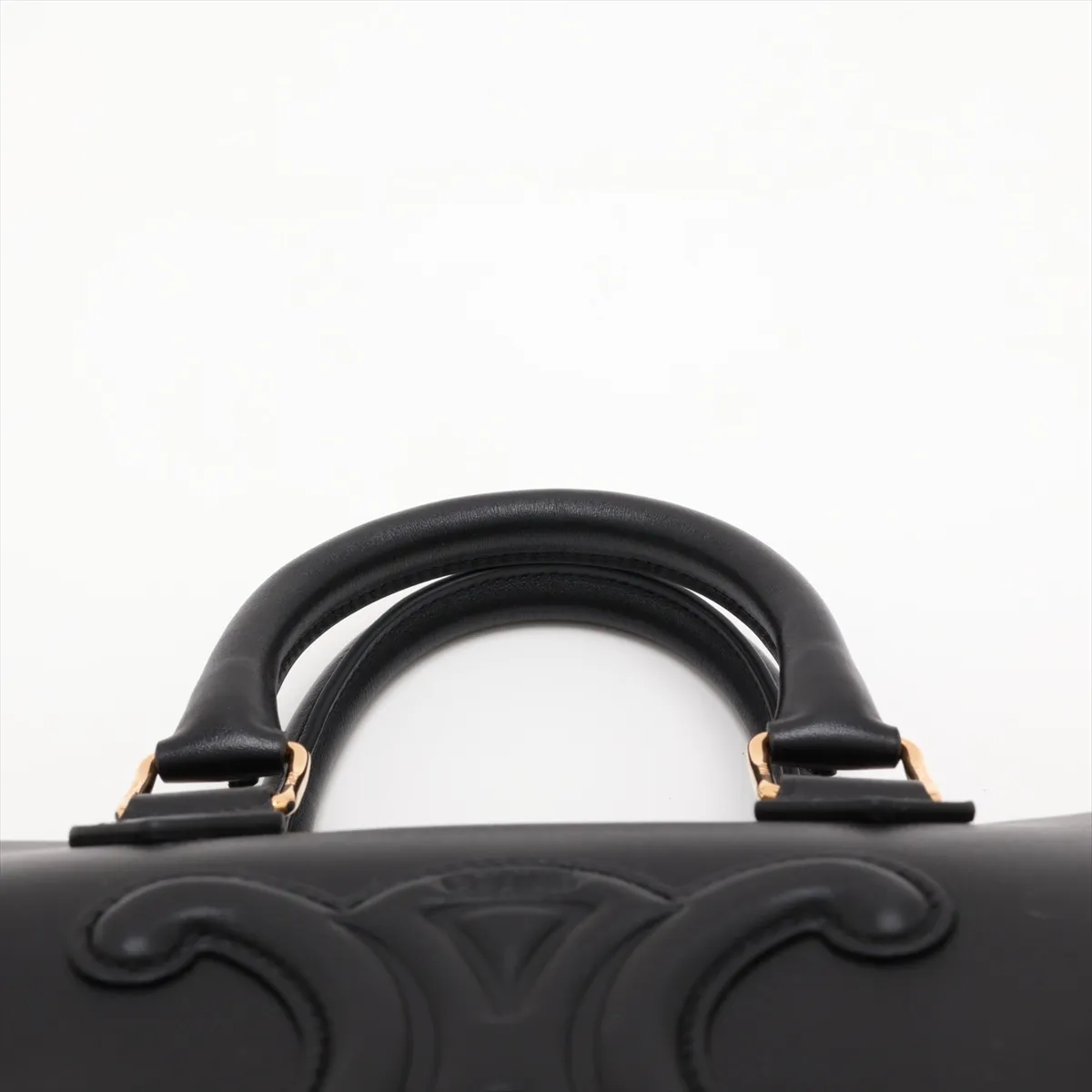 Cuir Triomphe Small Boston Leather 2-Way Handbag, Black — view 6