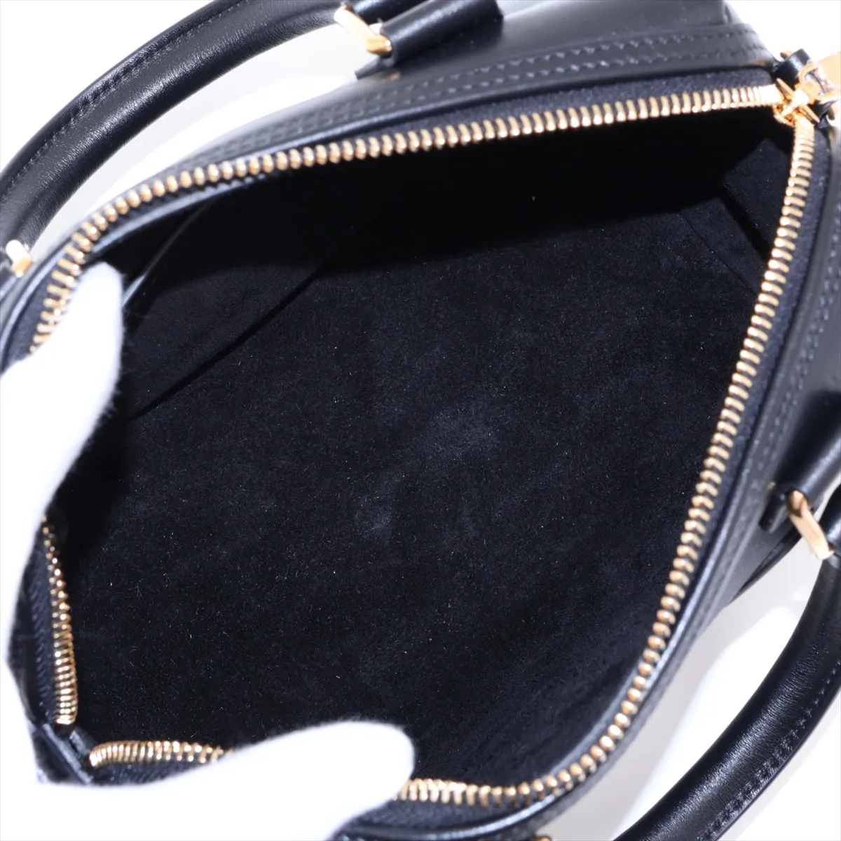 Cuir Triomphe Small Boston Leather 2-Way Handbag, Black — view 8