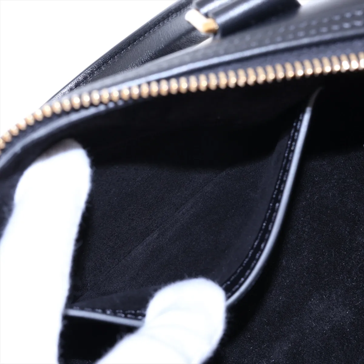 Cuir Triomphe Small Boston Leather 2-Way Handbag, Black — view 9