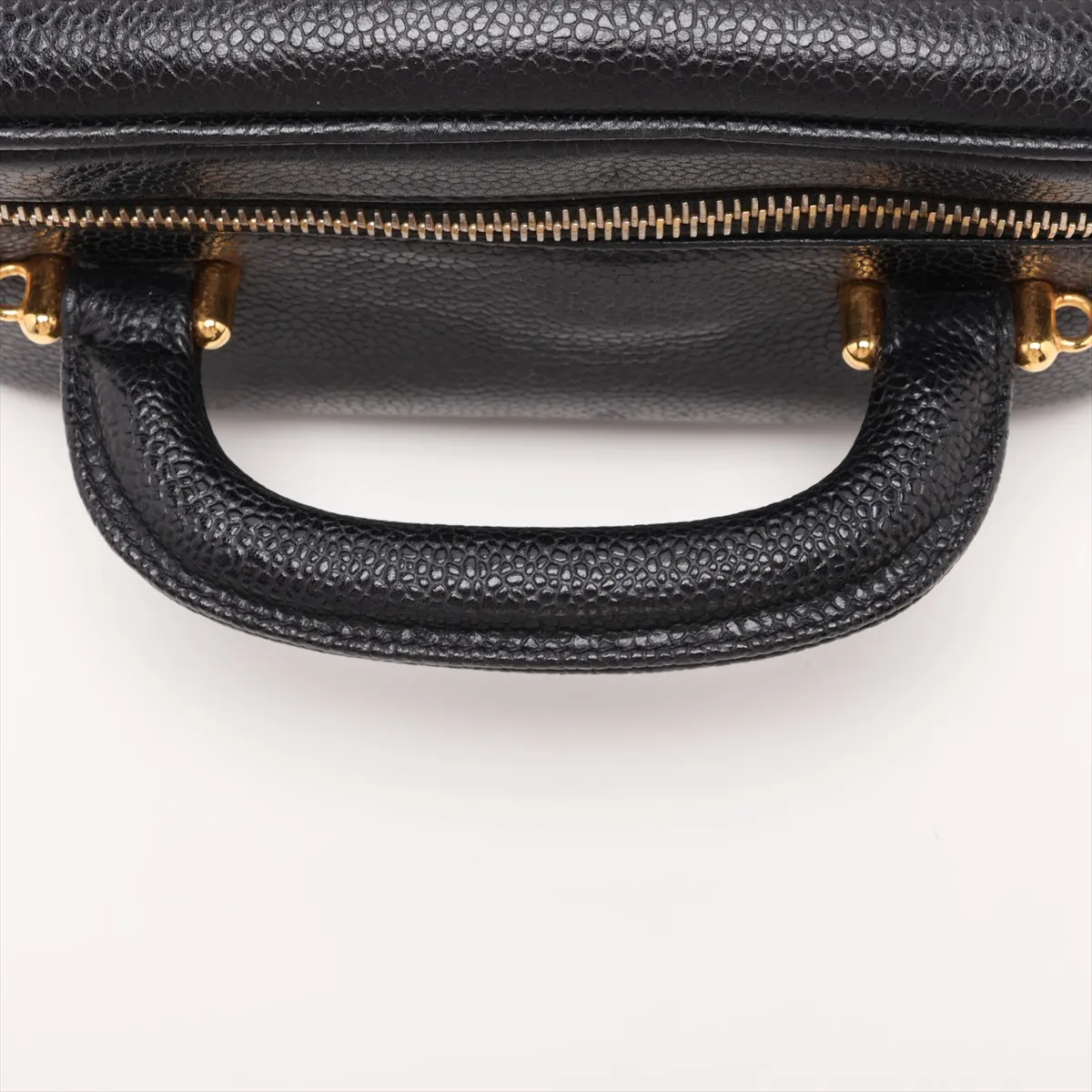 Coco Mark Caviar Skin 2-Way Handbag Vanity Case Black Gold Hardware — view 5