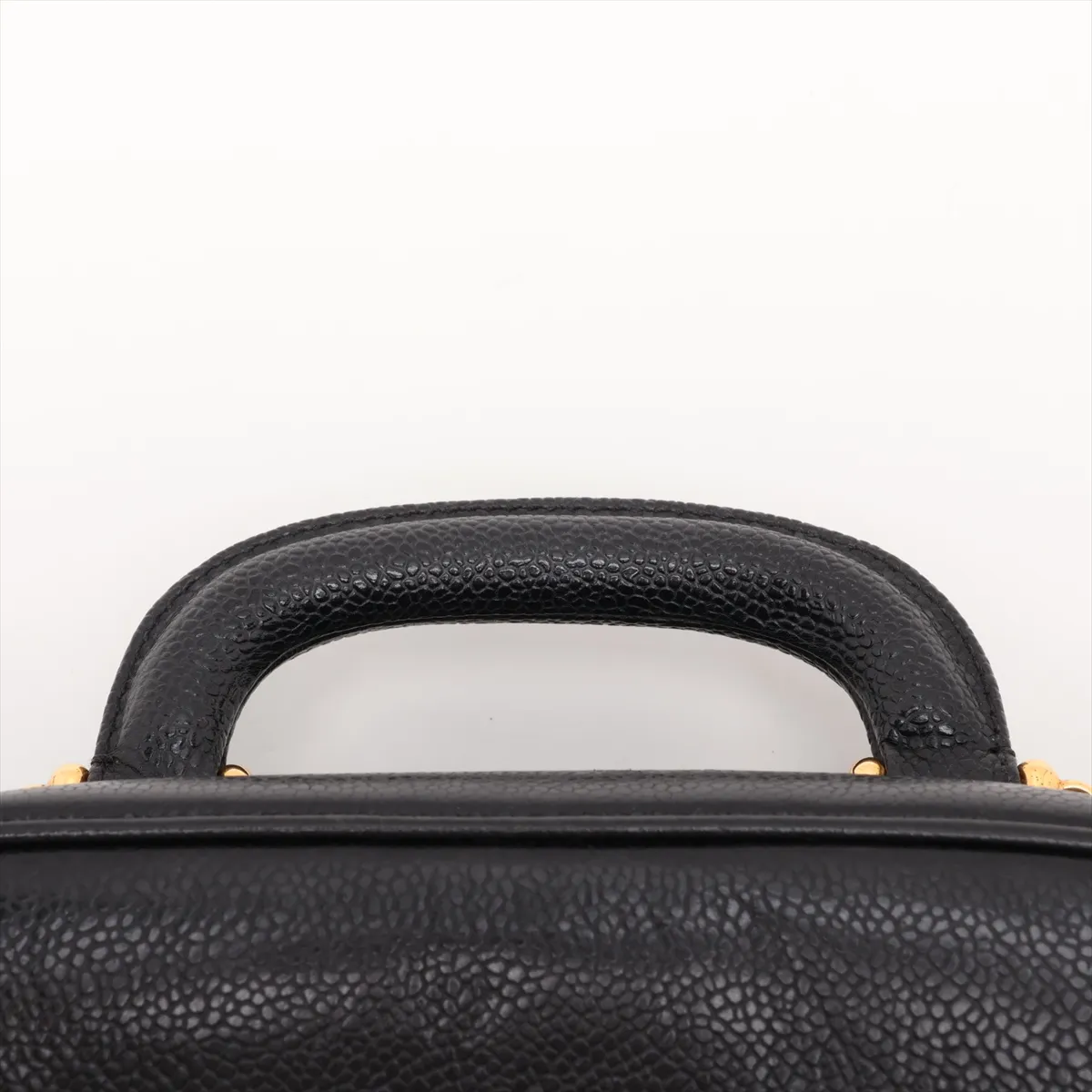 Coco Mark Caviar Skin 2-Way Handbag Vanity Case Black Gold Hardware — view 6
