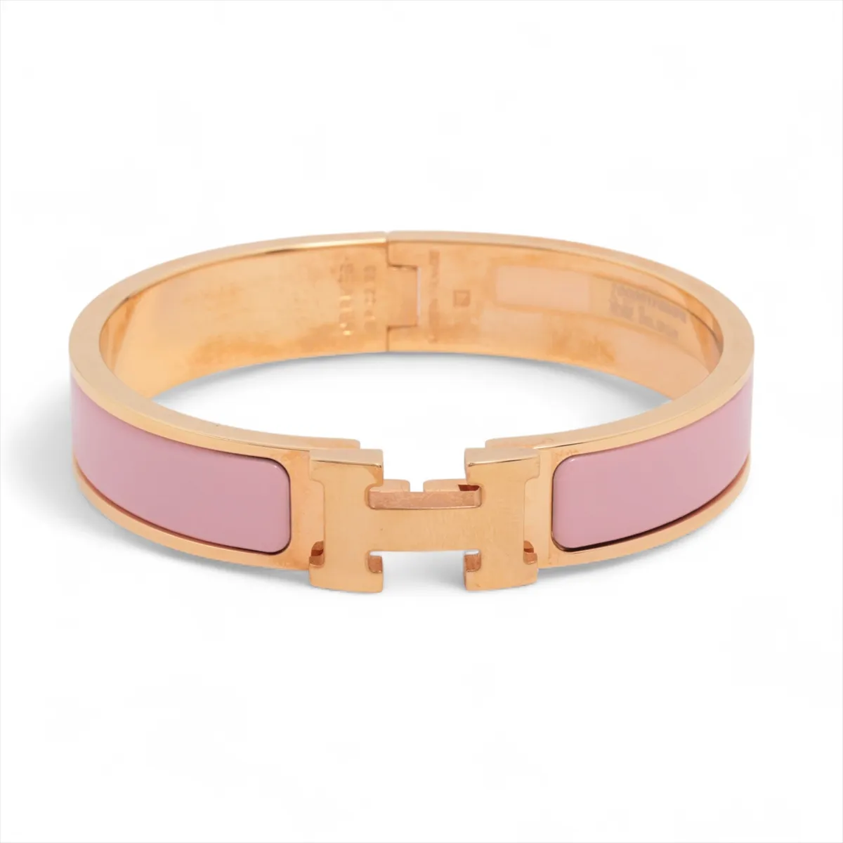 Clic Clac H Bangle Bracelet, GP x Enamel, Pink x Rose Gold,