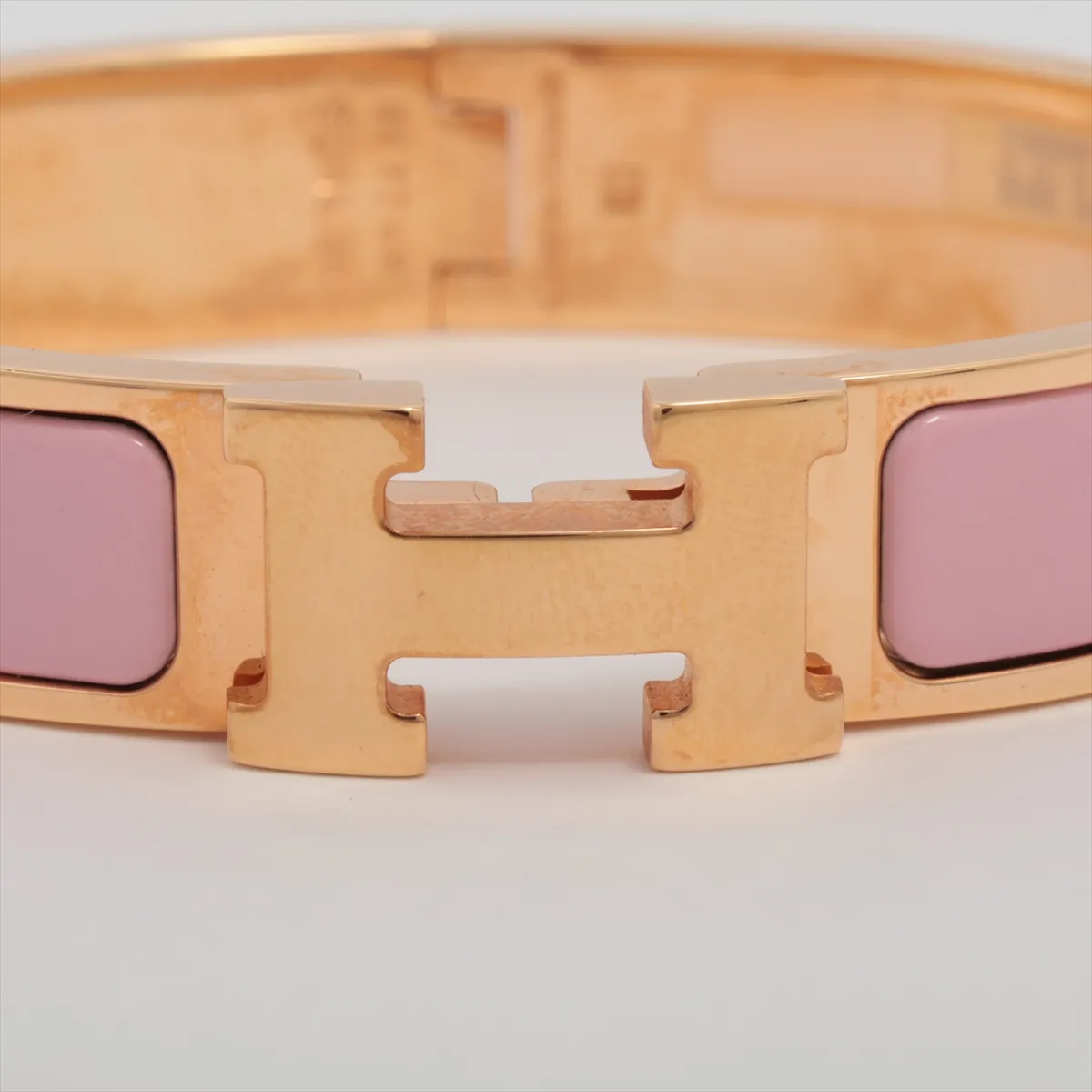 Clic Clac H Bangle Bracelet, GP x Enamel, Pink x Rose Gold, — view 3