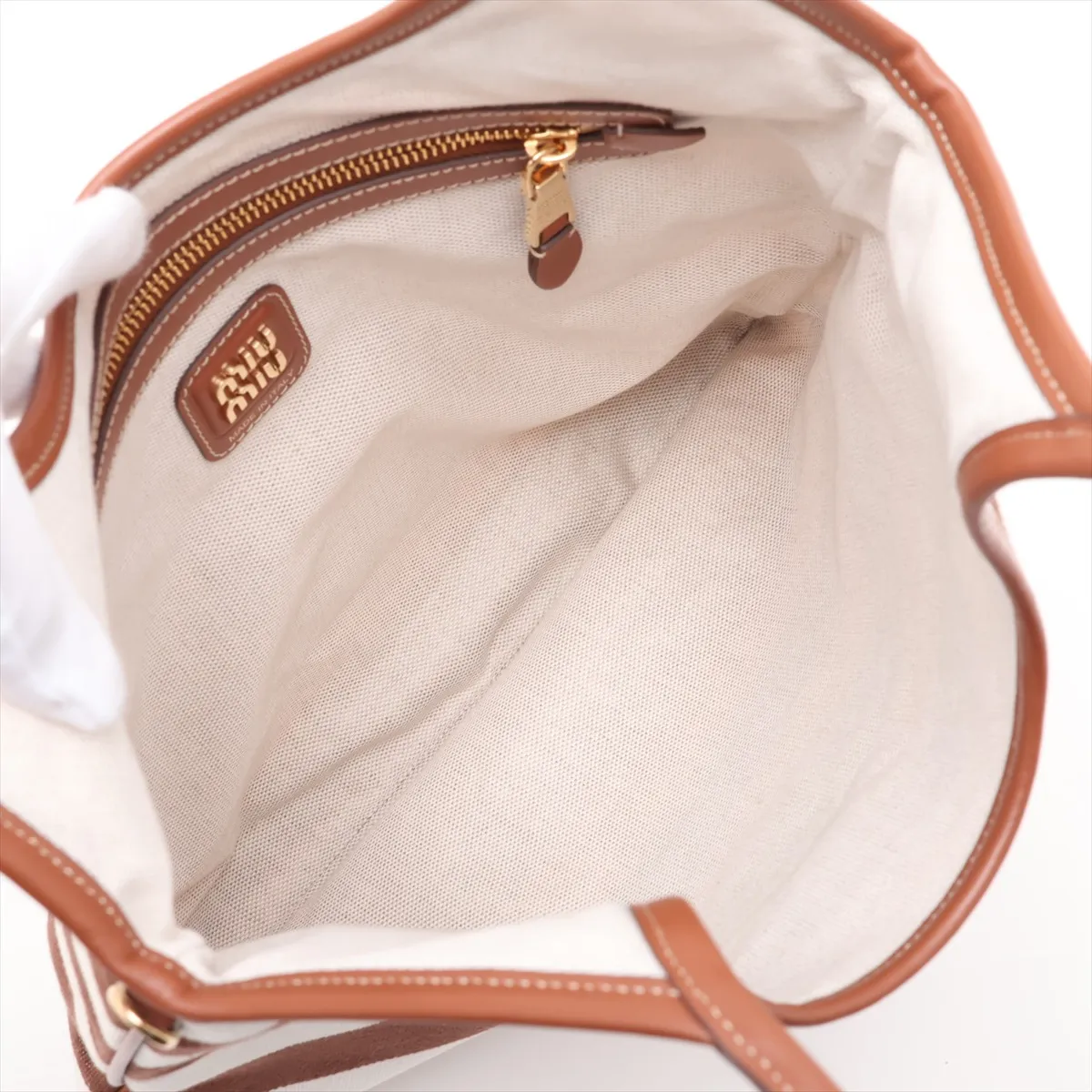 Ivy 5BG231 Canvas x Leather Tote Bag Brown — view 7