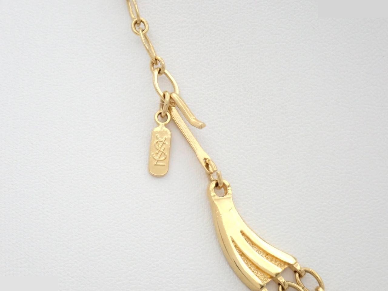 Triple-strand gold chain necklace — view 2