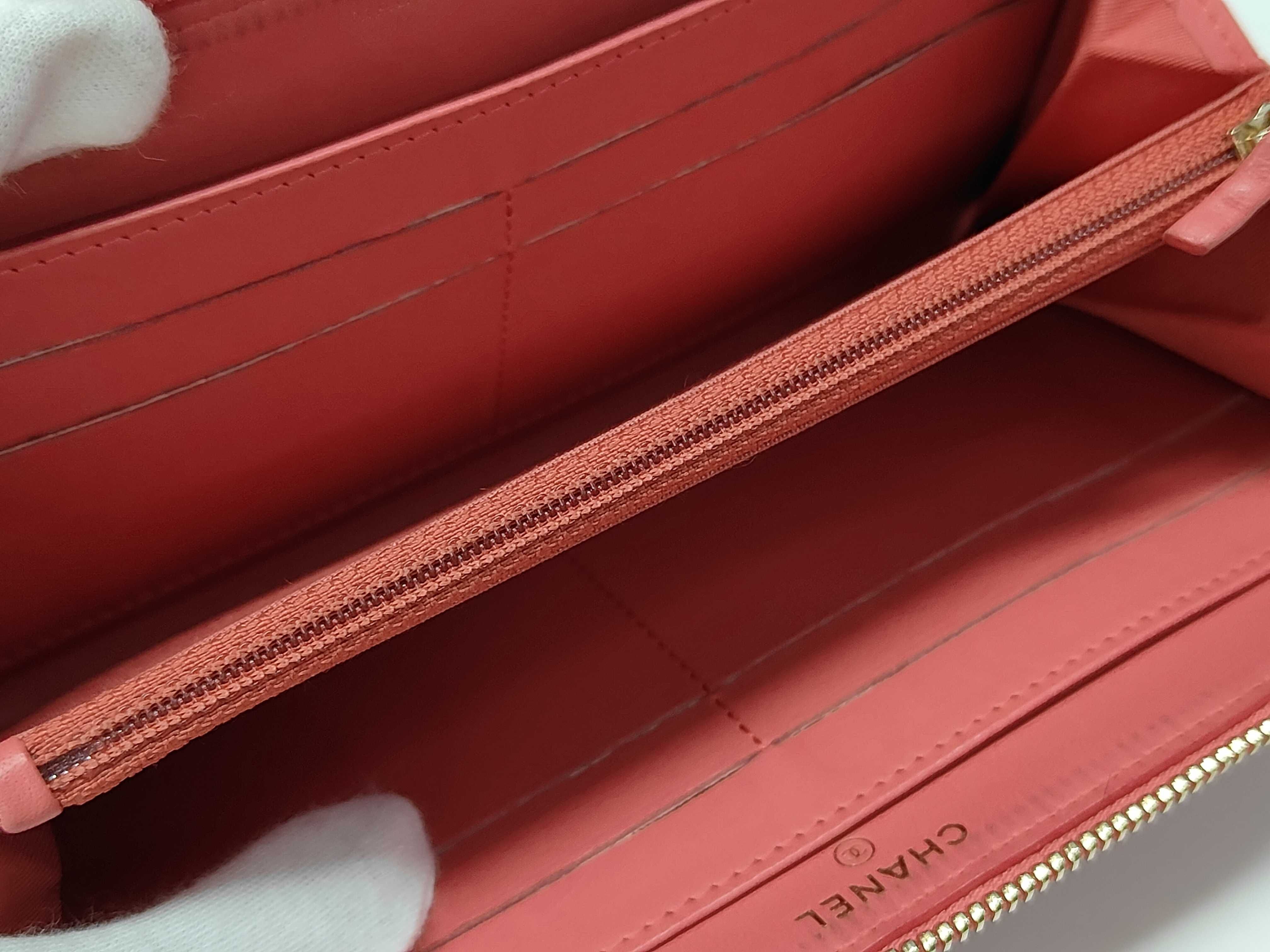 Coco Mark Long Zip Wallet, Calfskin, Pink, Serial Number 24 — view 4