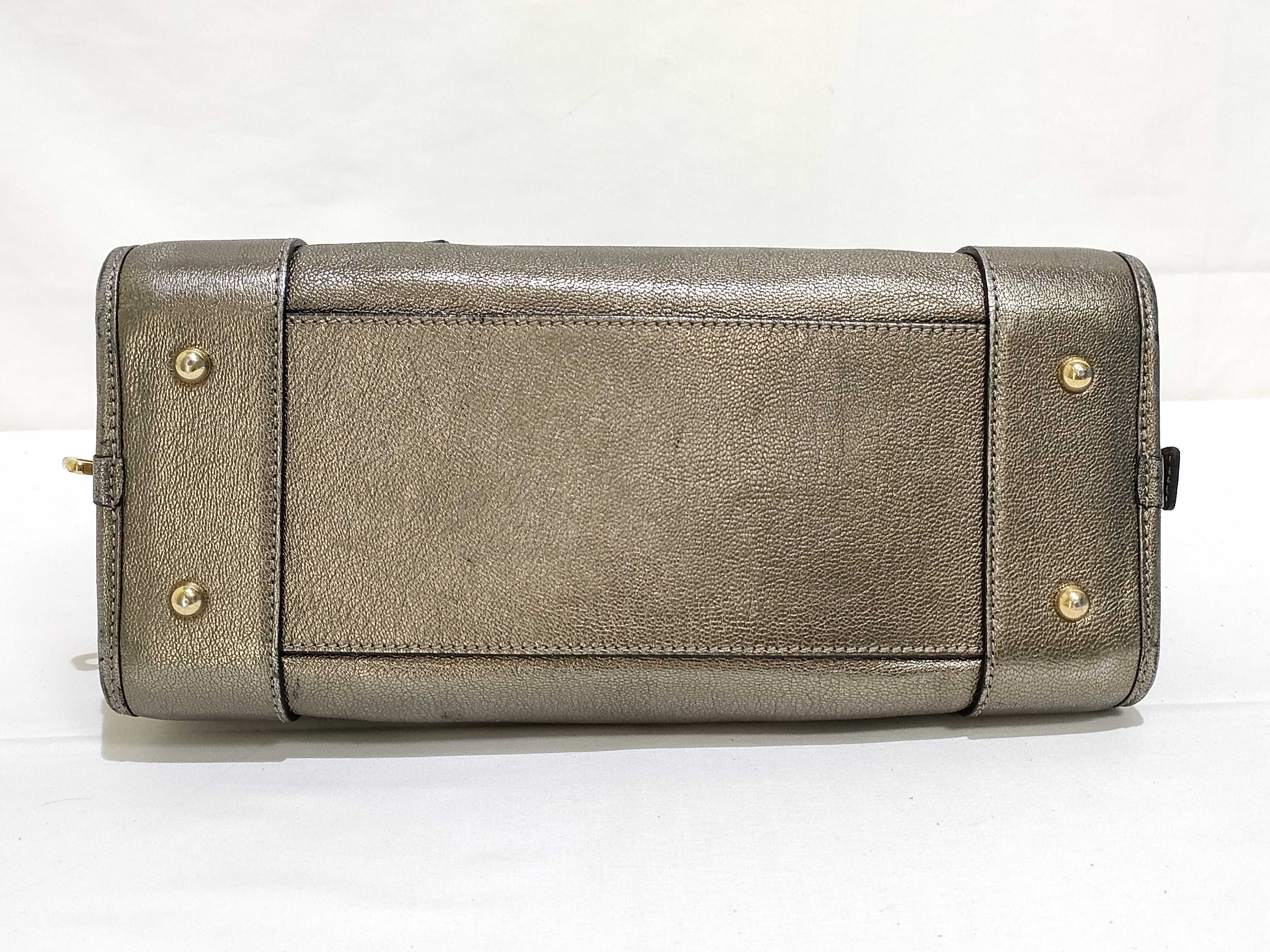 Amazona 28 Leather Handbag, Gold — view 7