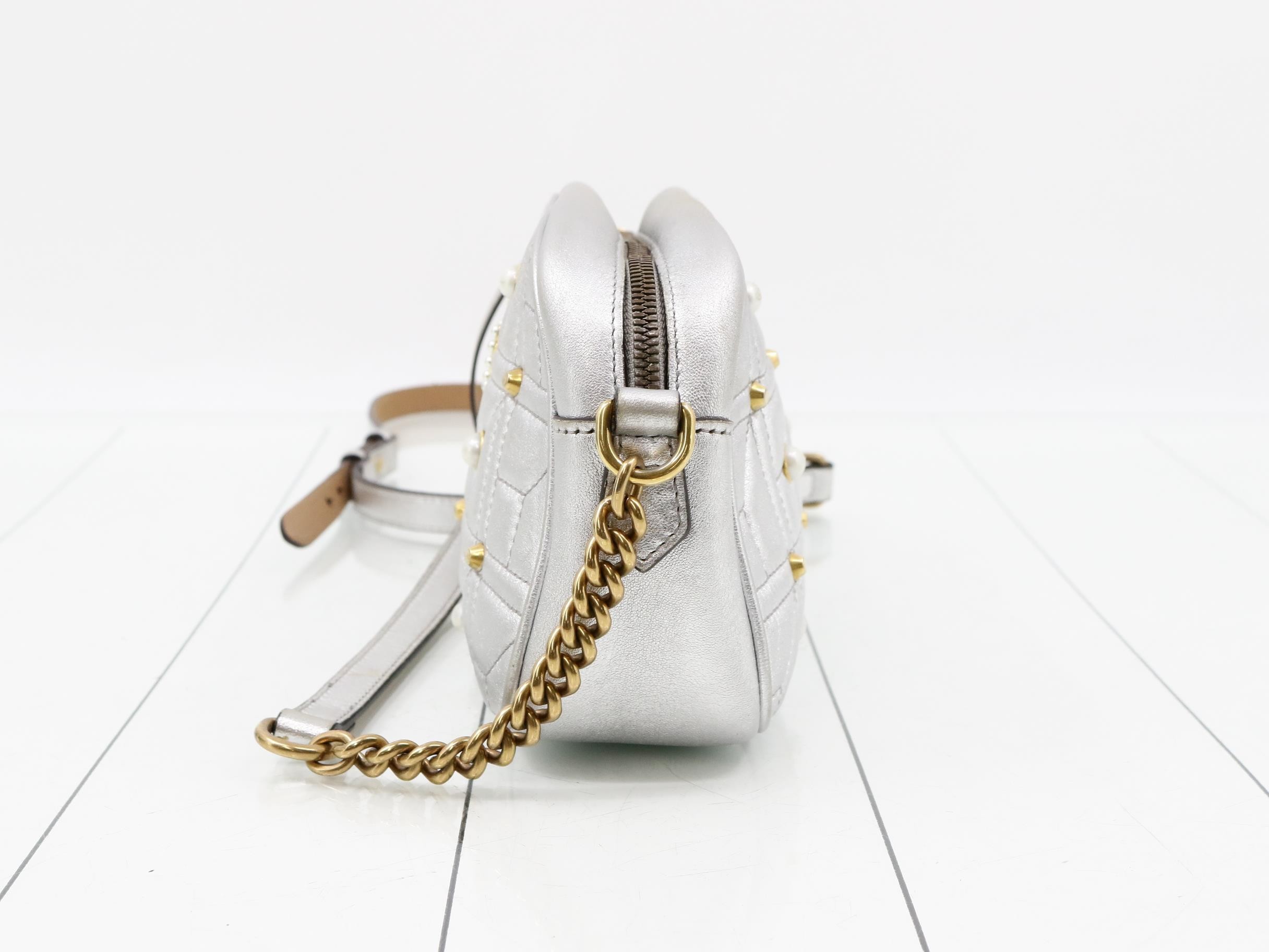 GG Marmont Pearl Chain Shoulder Bag — view 3
