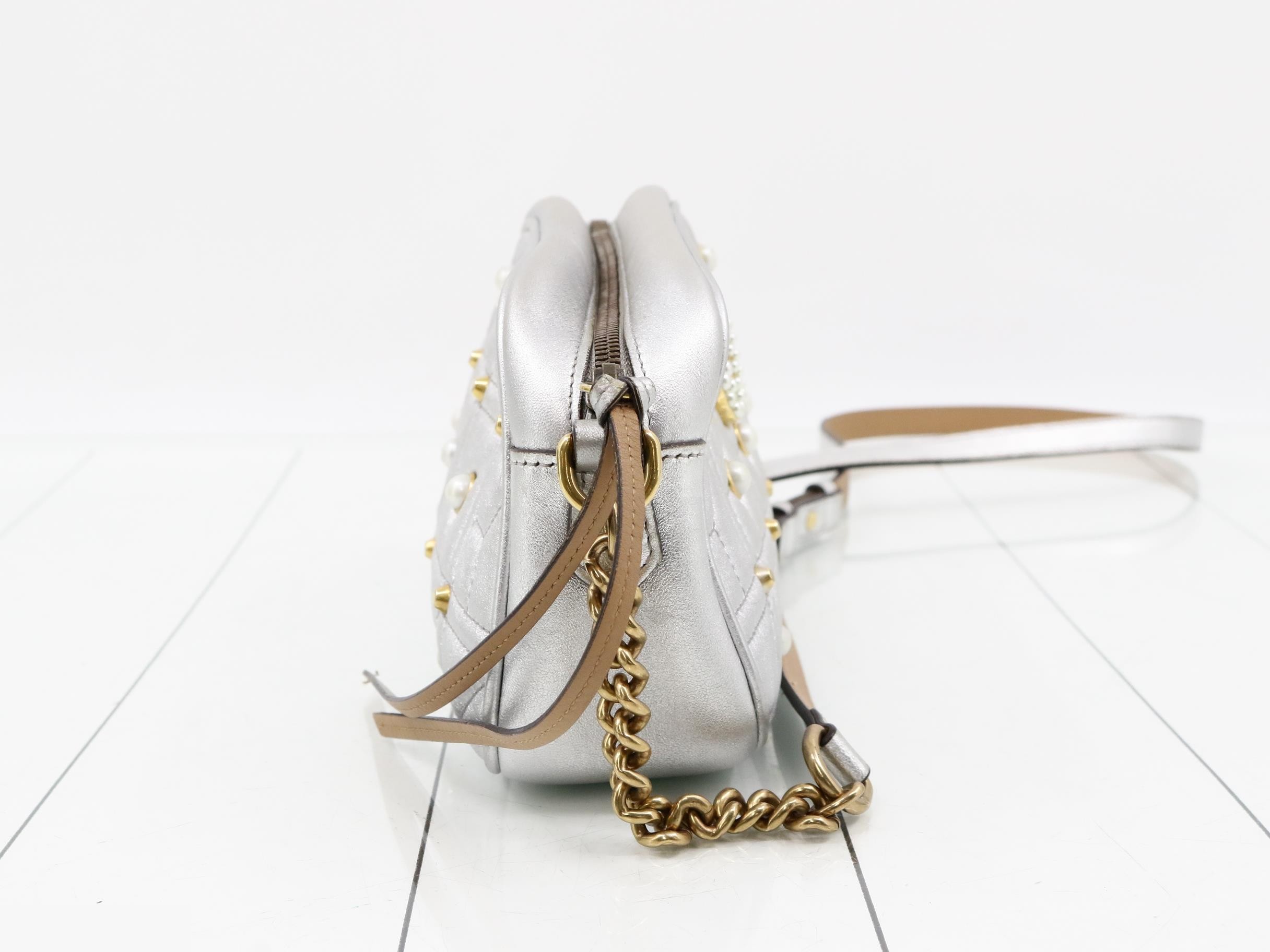 GG Marmont Pearl Chain Shoulder Bag — view 4