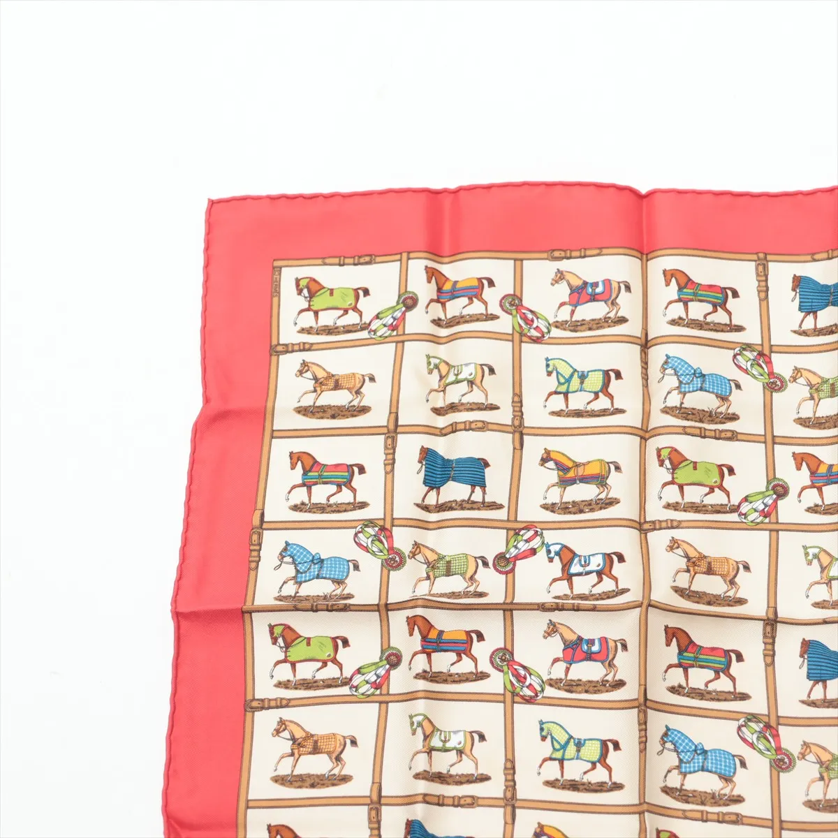 Carre 45 Couvertures et Tenues de Jour Horsewear Scarf Silk Red — view 2
