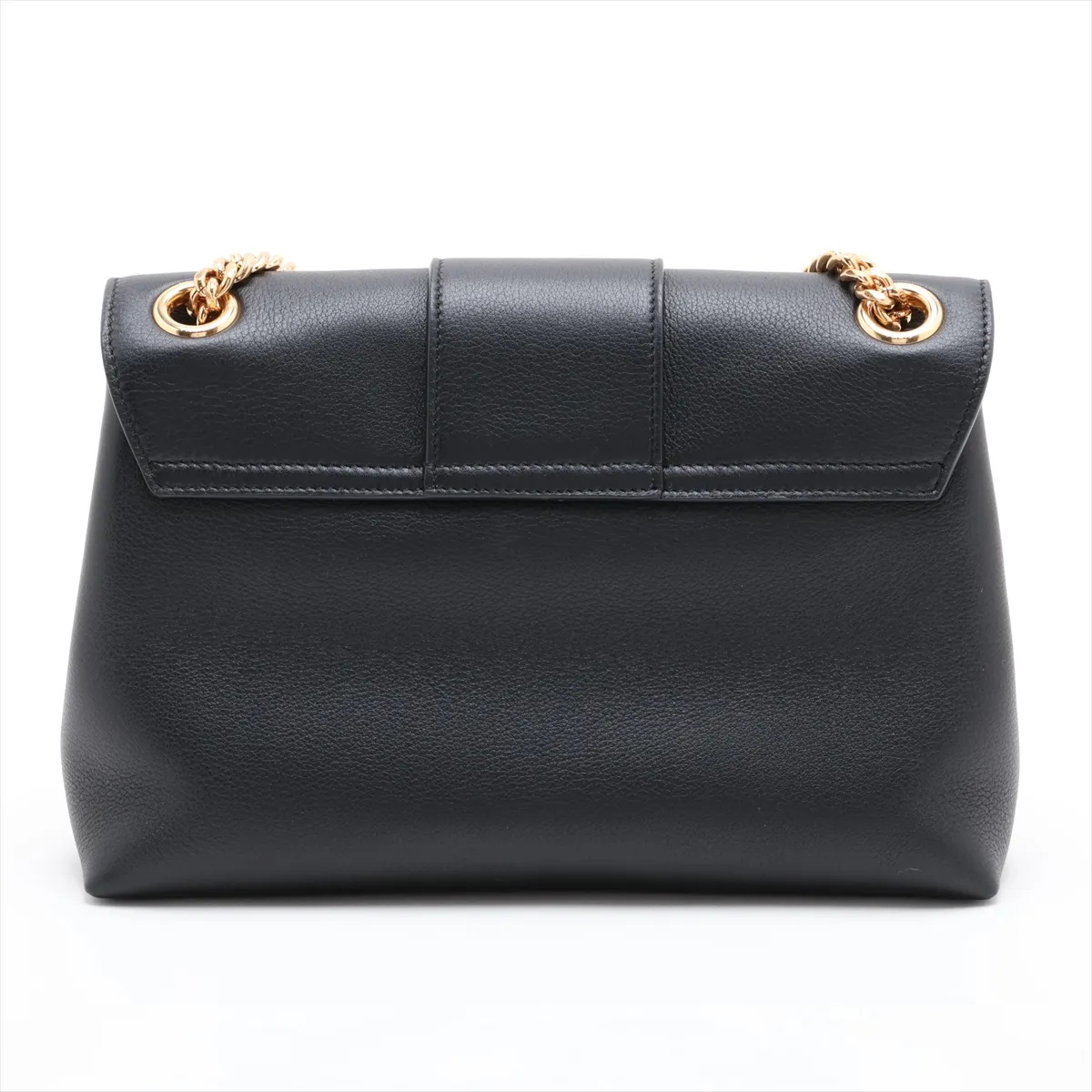 Triomphe Victoire Leather Chain Shoulder Bag, Black — view 2