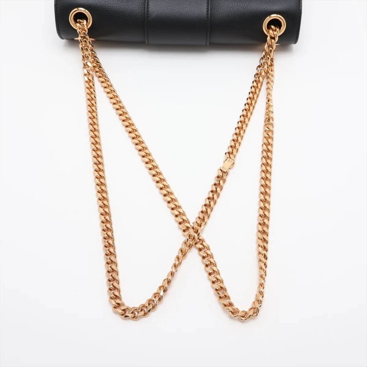 Triomphe Victoire Leather Chain Shoulder Bag, Black — view 5