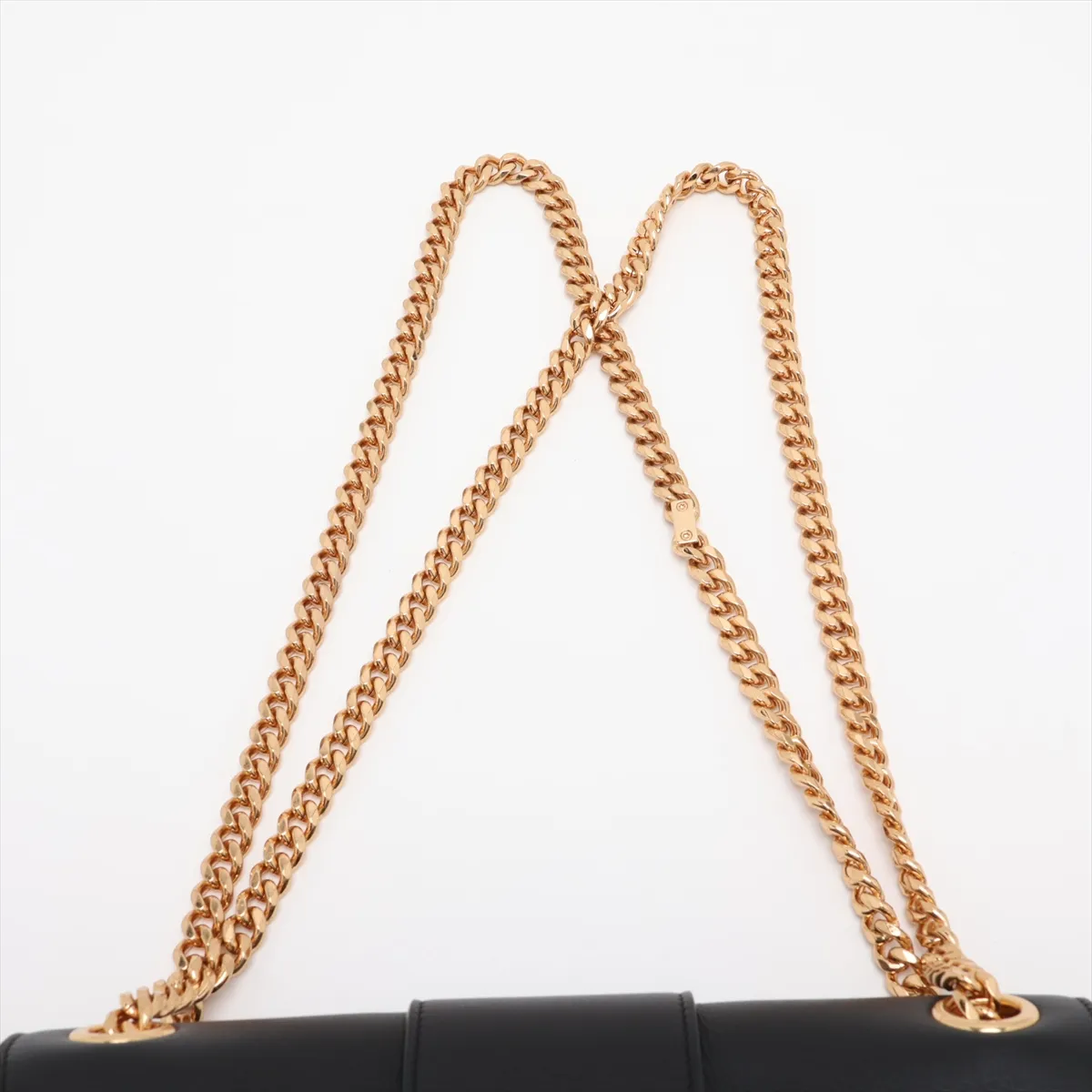 Triomphe Victoire Leather Chain Shoulder Bag, Black — view 6