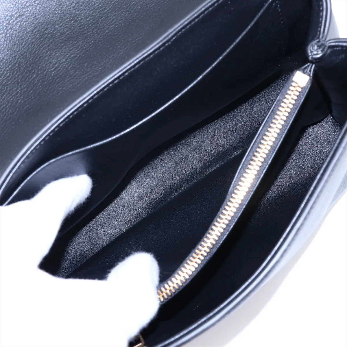 Triomphe Victoire Leather Chain Shoulder Bag, Black — view 8