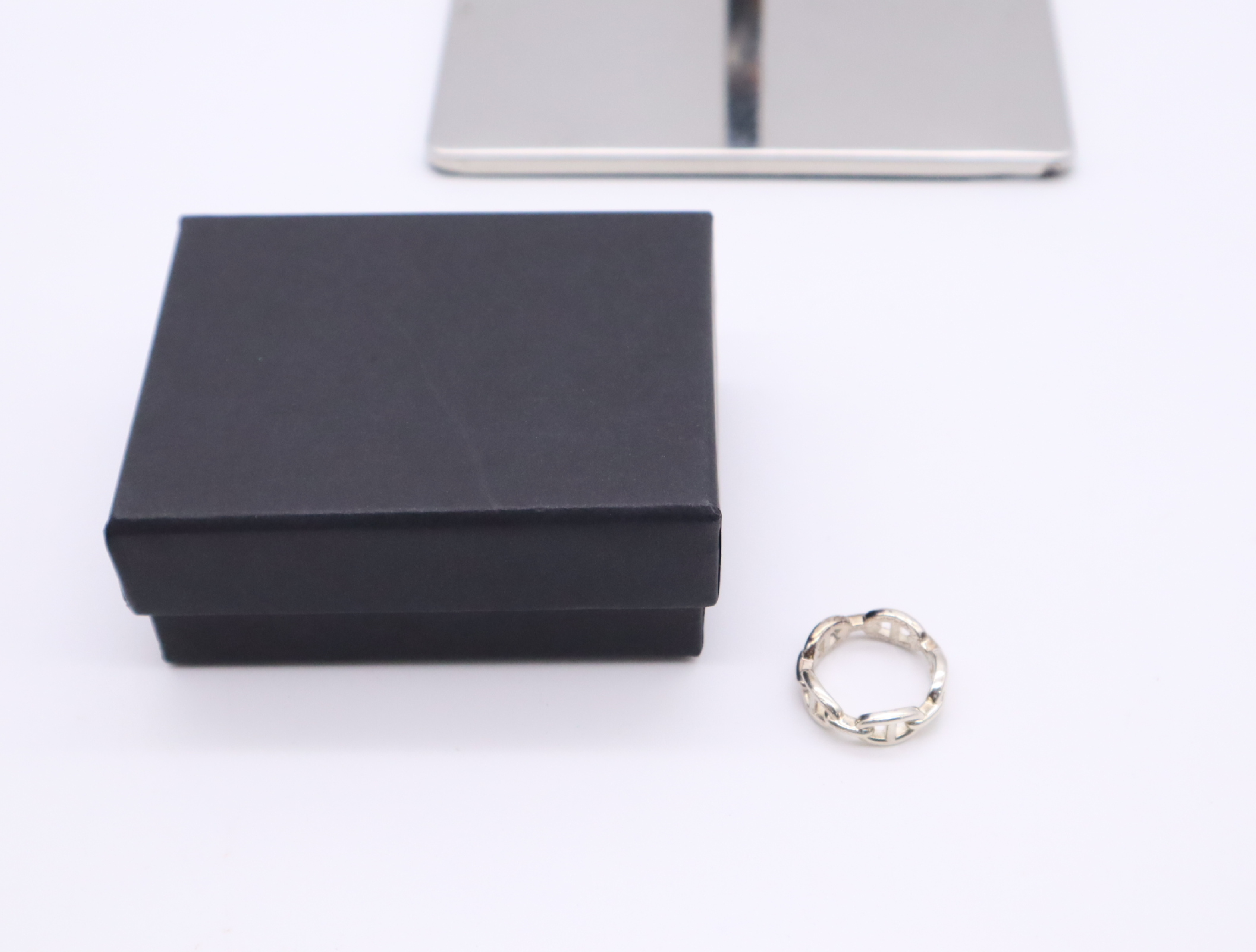Ag925 Enchainée Chaine d'Ancre Silver Ring with Box