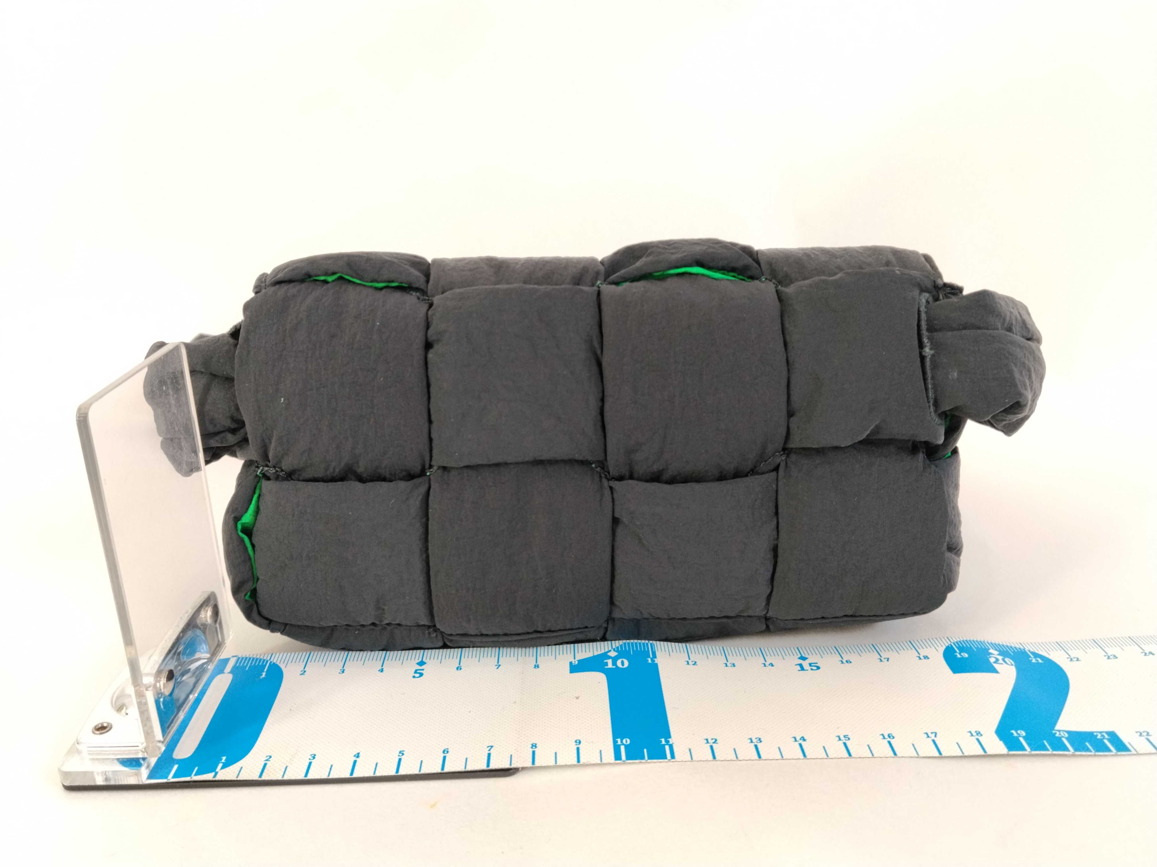 Maxi Intrecciato Padded Cassette Nylon Shoulder Bag, Black Waist Bag — view 2
