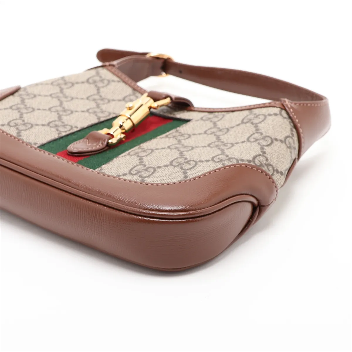 GG Supreme Jackie 1961 PVC x Leather Shoulder Bag, Brown, 637092 — view 3