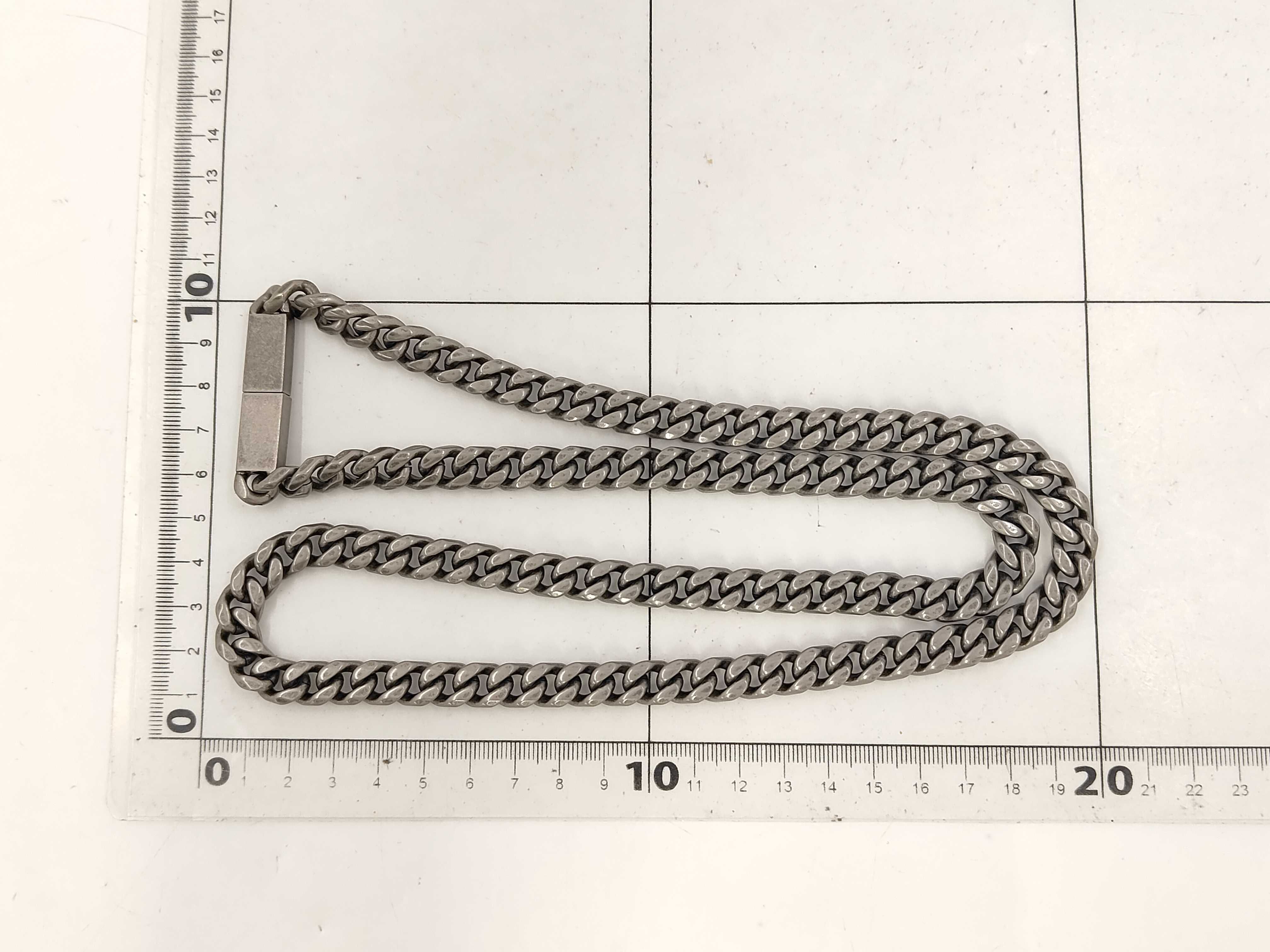 Metal Curved Link Chain Long Necklace 80cm Curb Chain Metal Silver Necklace — view 5