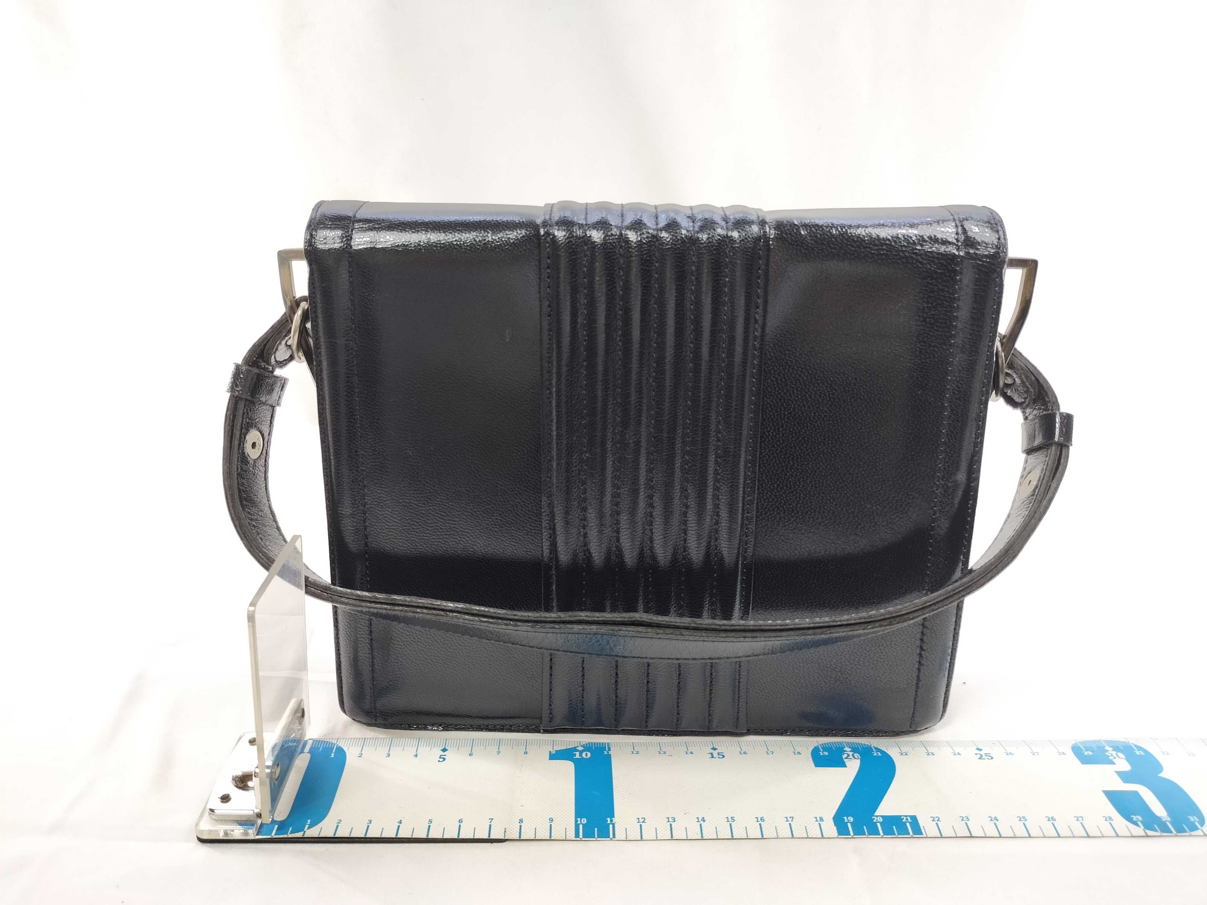 Leather Handbag, Flap, Navy Shoulder Bag — view 2
