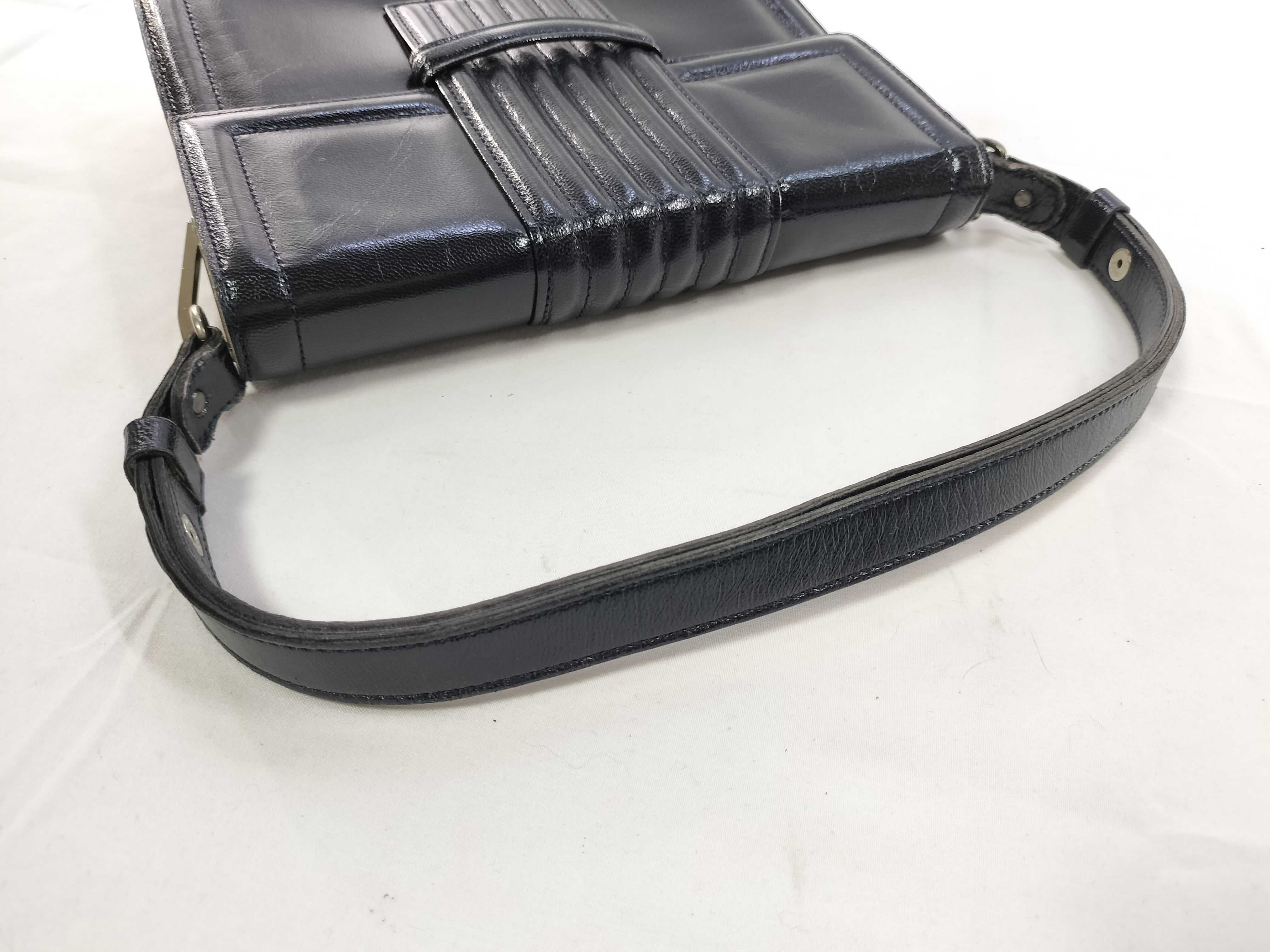 Leather Handbag, Flap, Navy Shoulder Bag — view 3