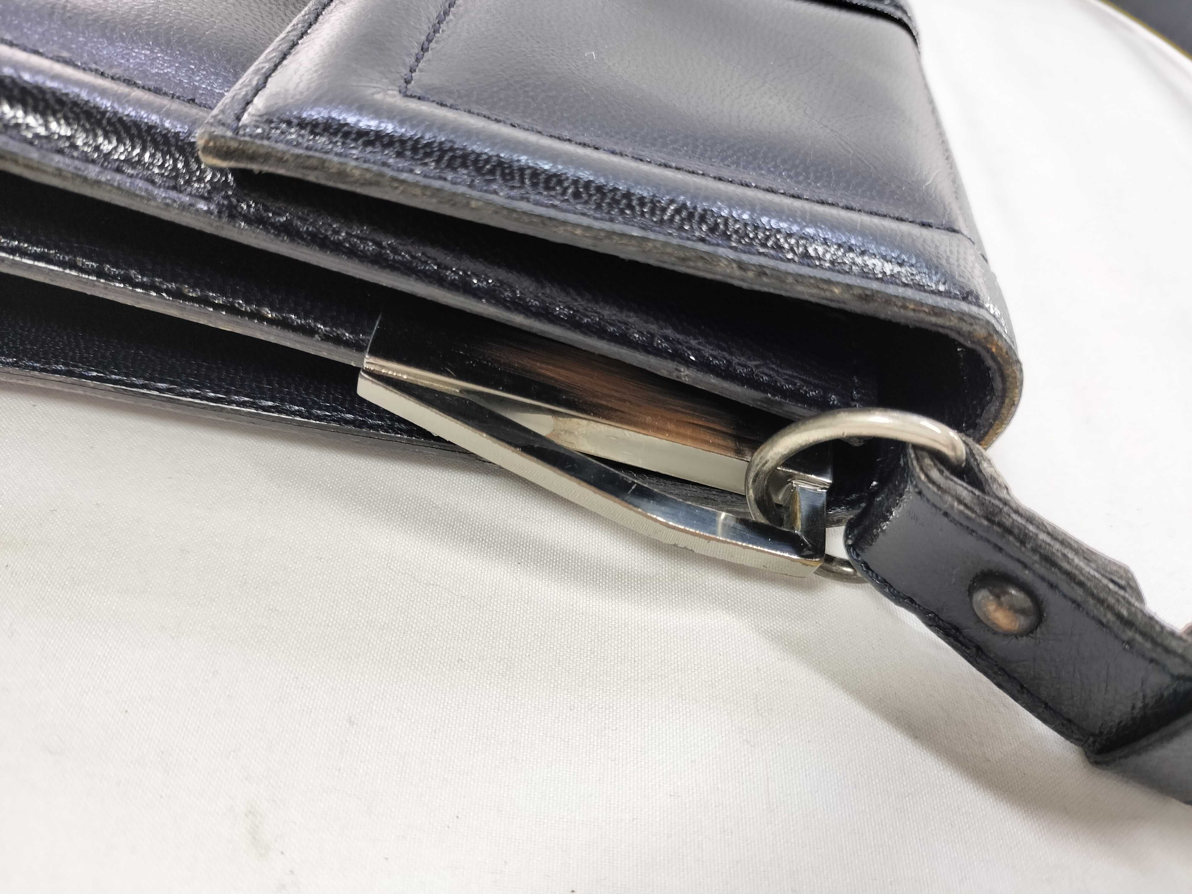 Leather Handbag, Flap, Navy Shoulder Bag — view 5