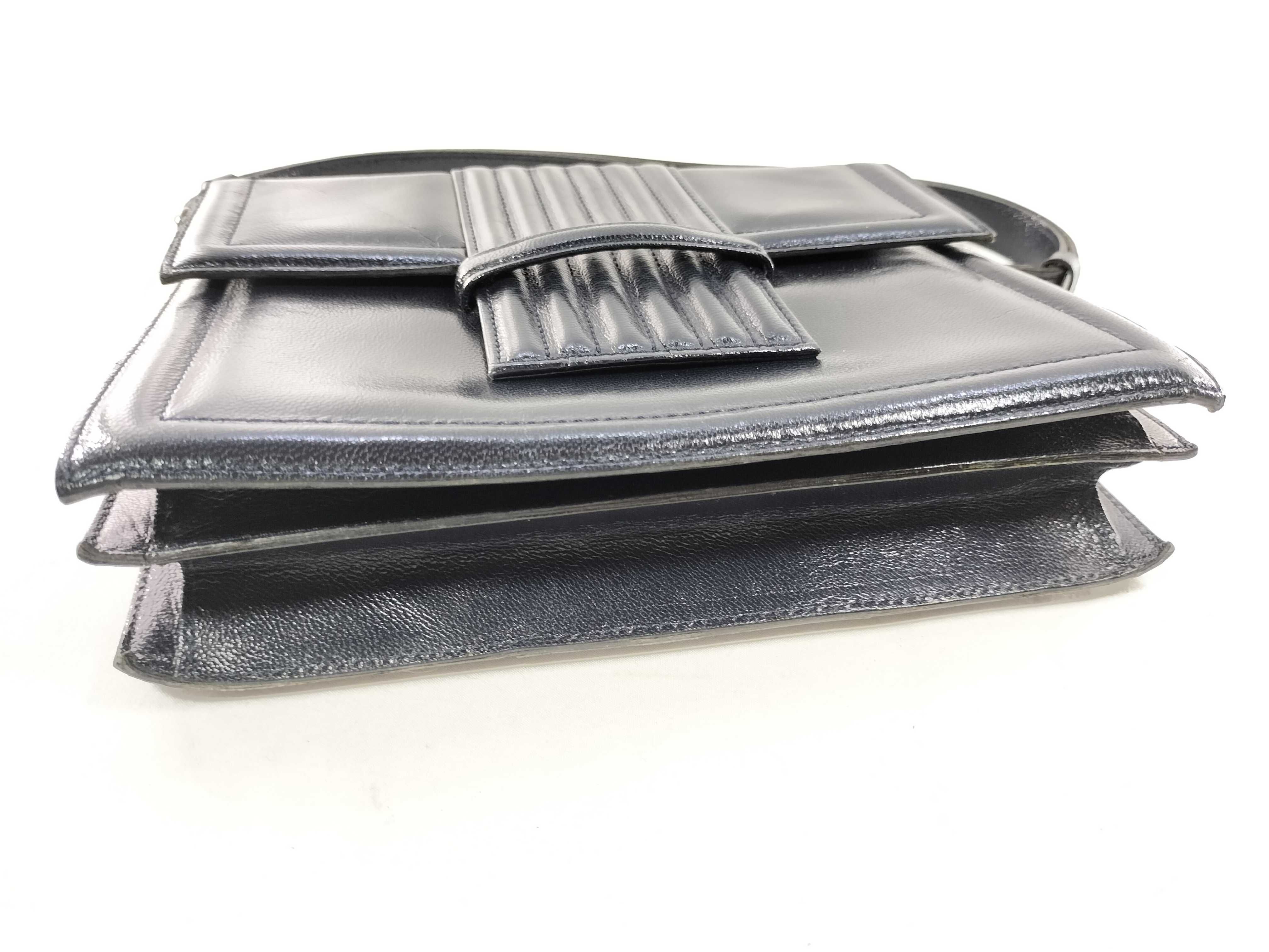 Leather Handbag, Flap, Navy Shoulder Bag — view 7