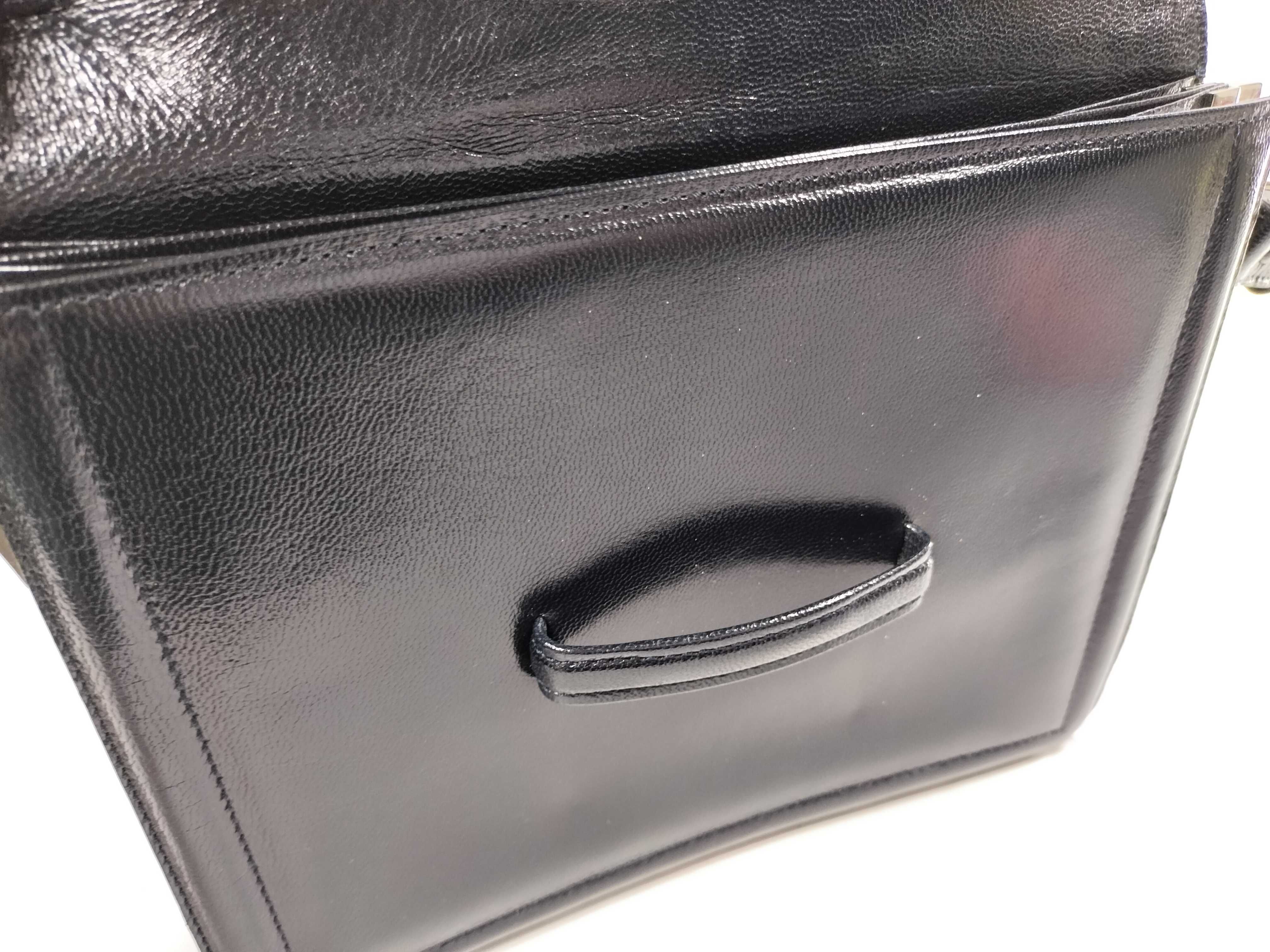 Leather Handbag, Flap, Navy Shoulder Bag — view 9