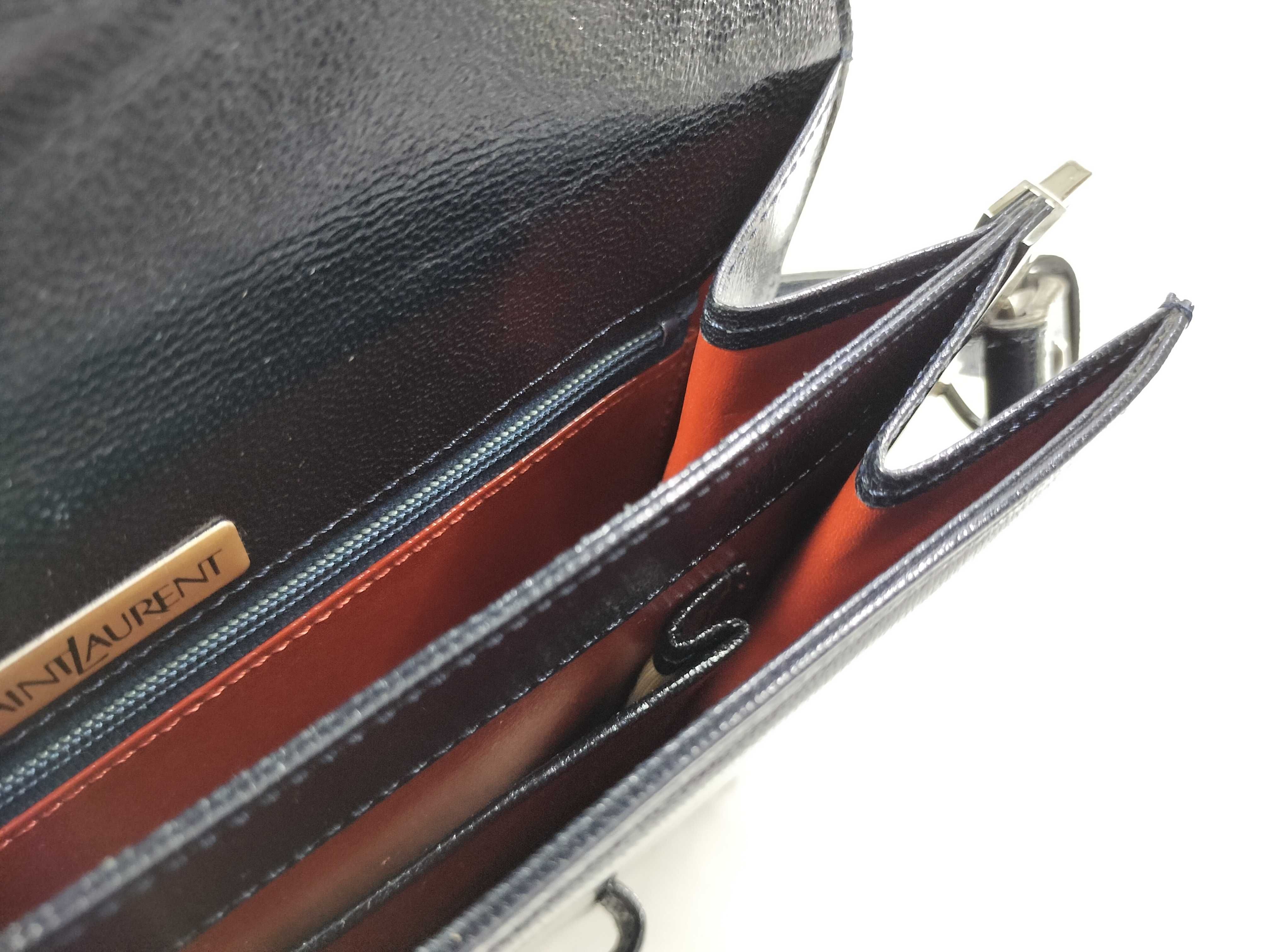 Leather Handbag, Flap, Navy Shoulder Bag — view 10