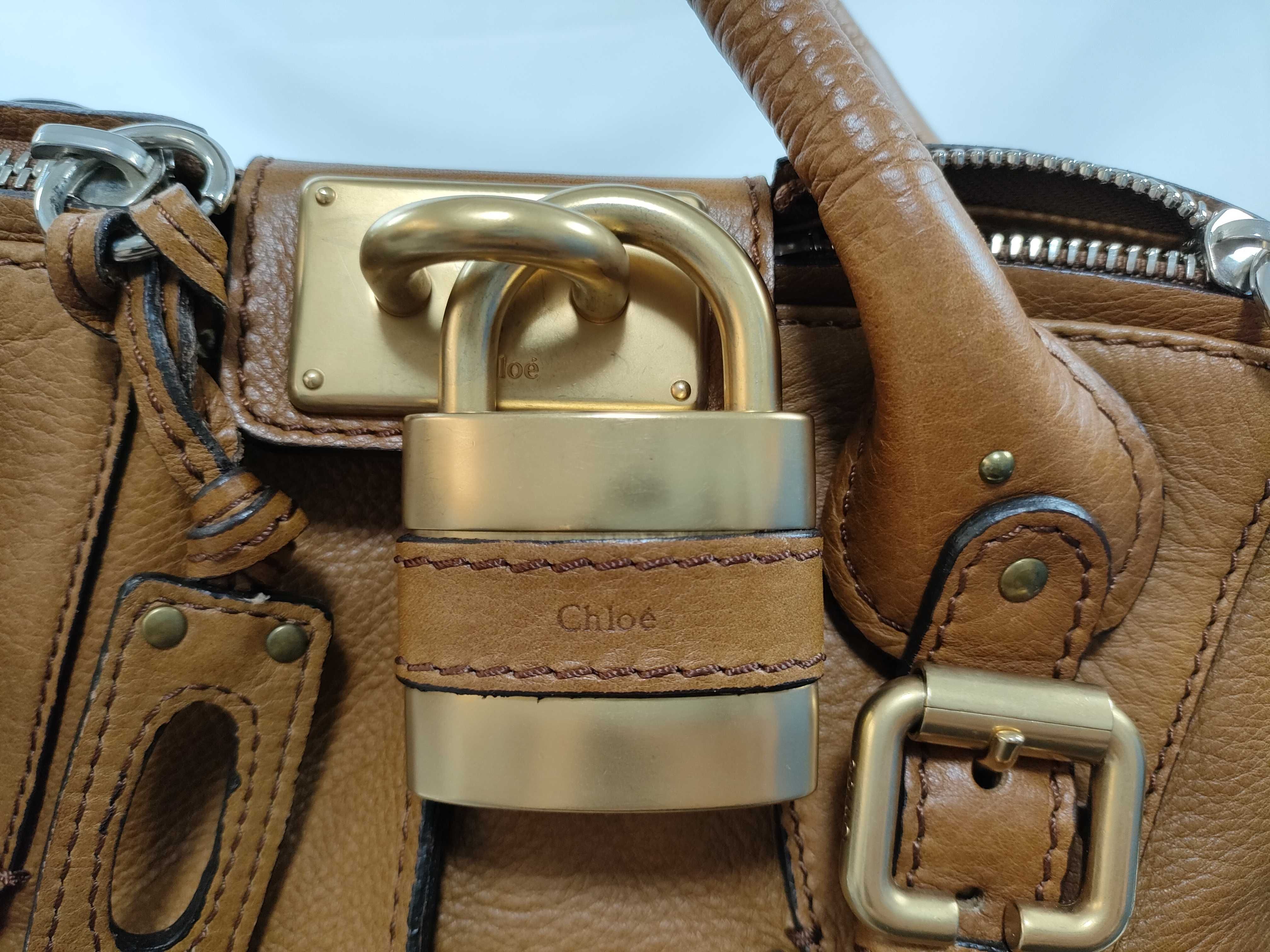paddington handbag leather brown padlock handbag — view 10