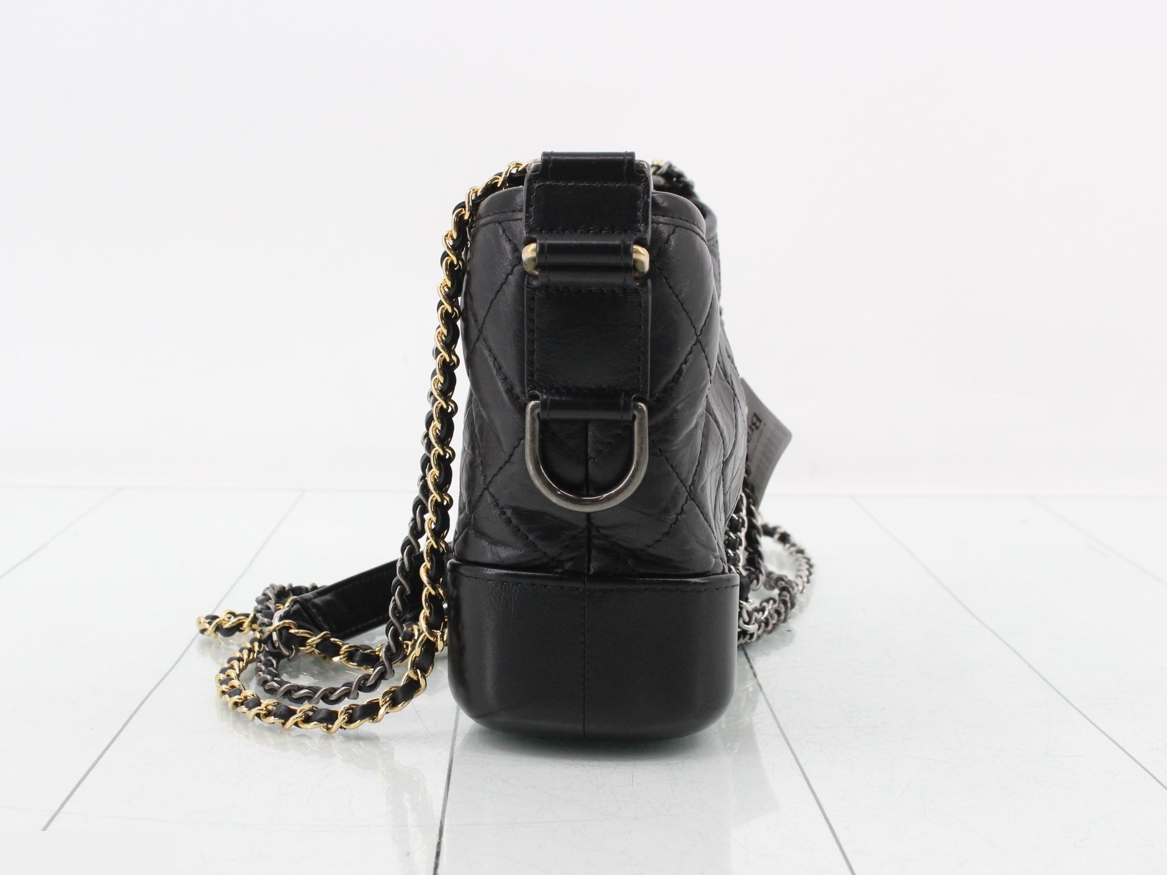 Gabrielle de Chanel Leather Chain Shoulder Bag, Black — view 3