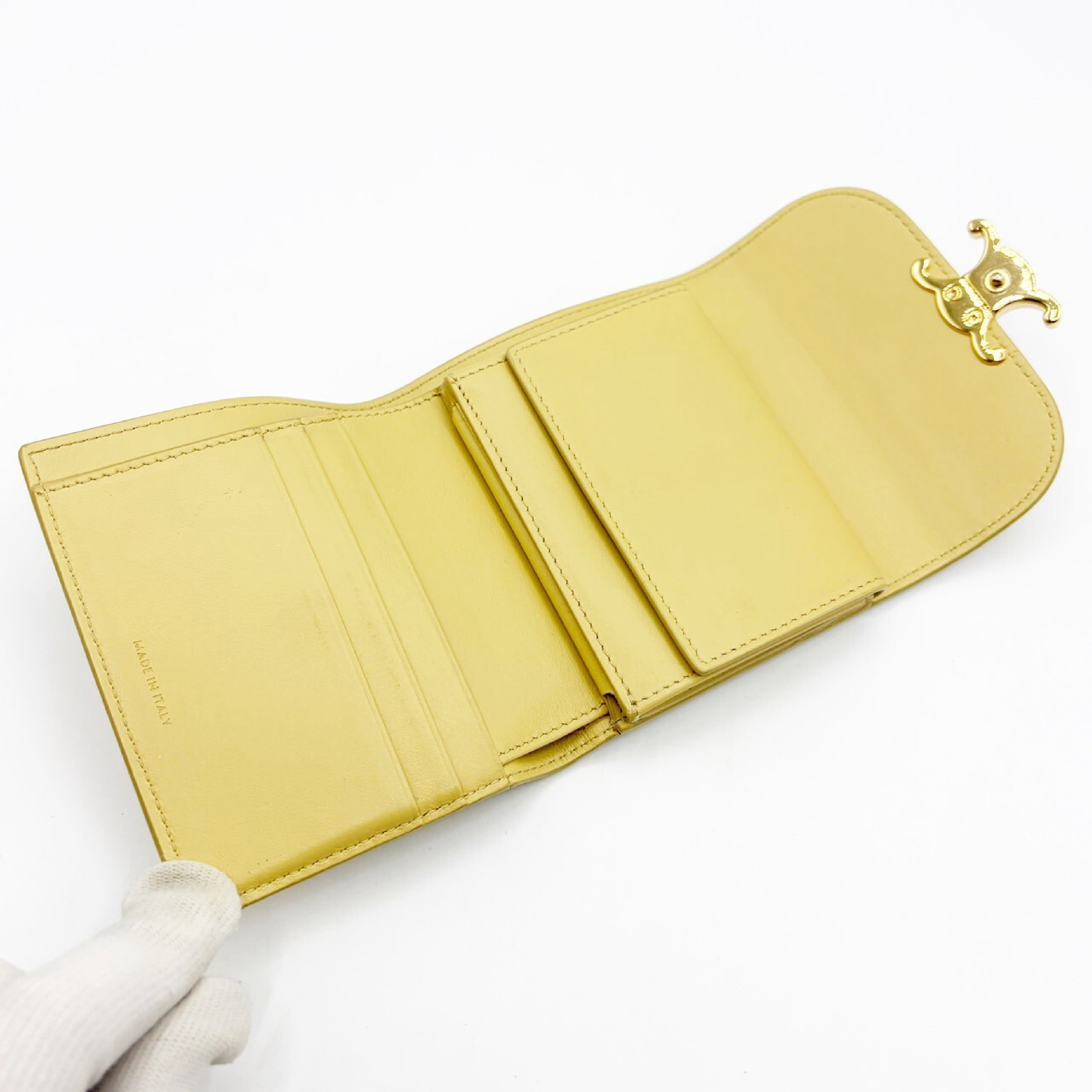 Triomphe Small Wallet, Yellow — view 7