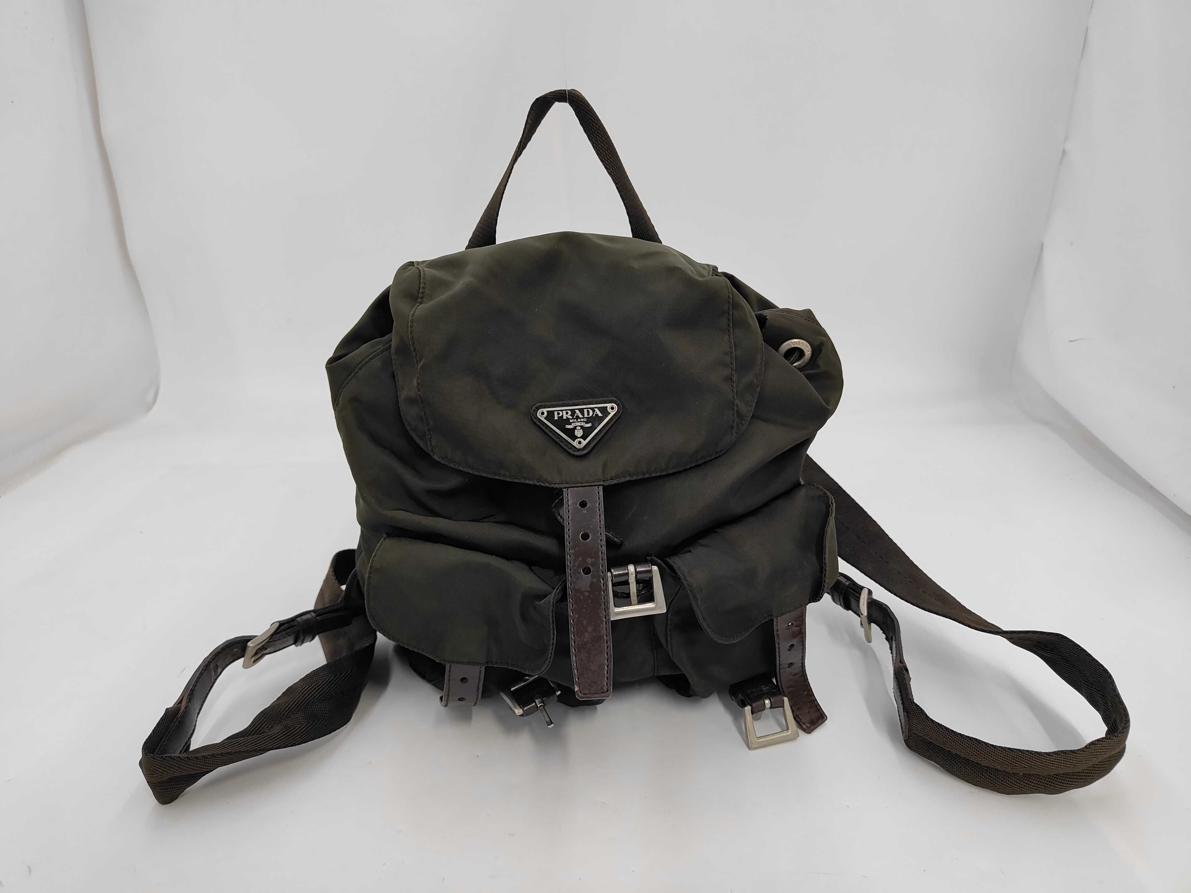 nylon backpack, khaki bag, rucksack.
