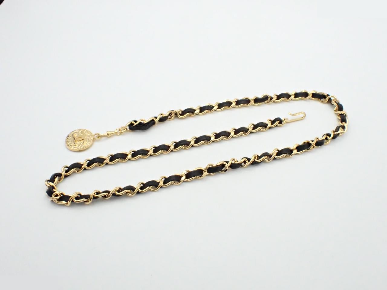 Coco Mark Leather Chain Belt, Chain approx. 84cm