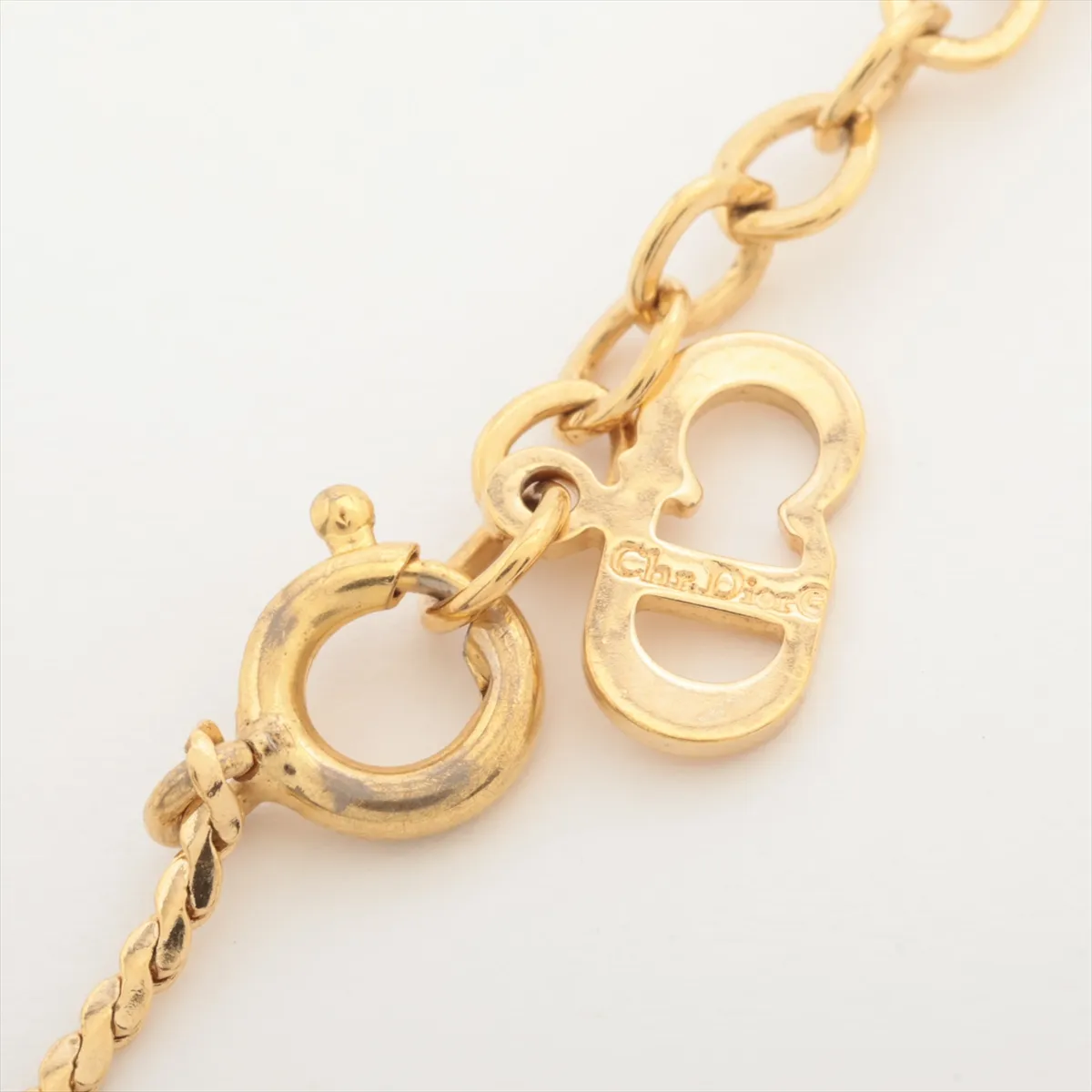necklace, GP x rhinestones, gold, — view 4